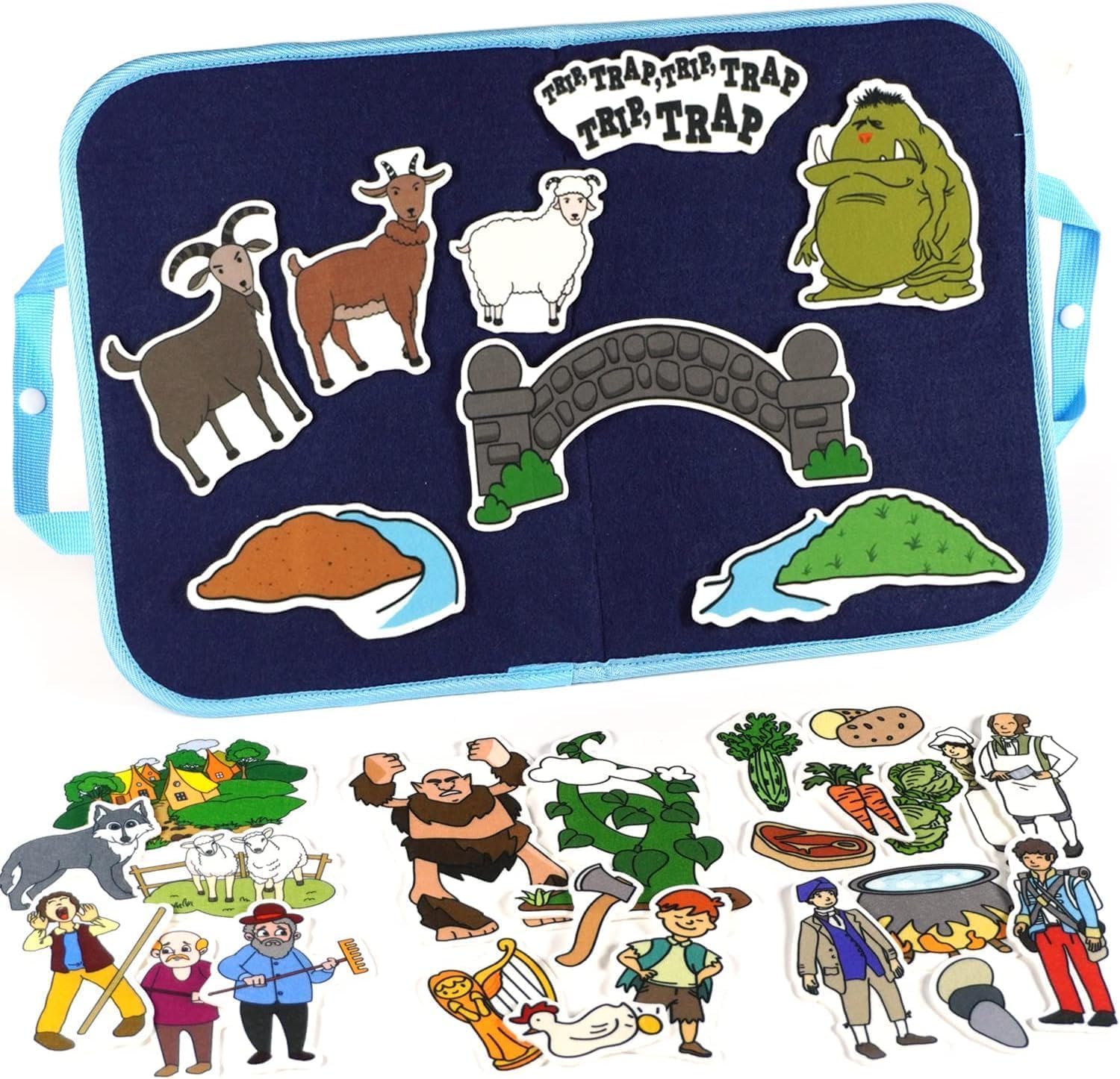 CHEFAN Felt/Flannel Board Story Set of 8,Adam and Eve and The Three Billy Goats Gruff