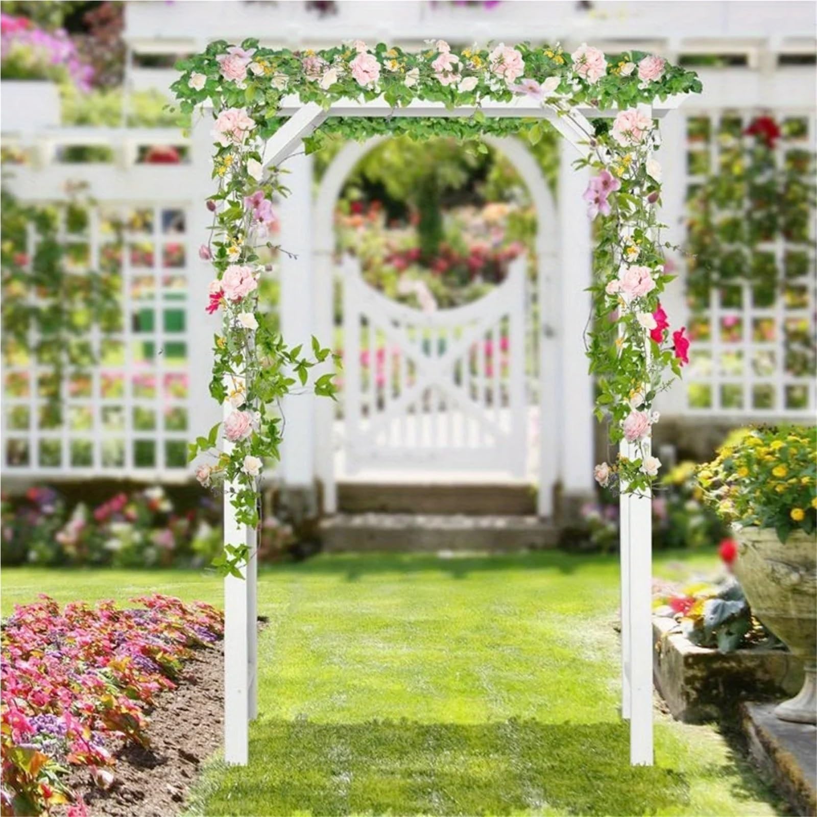 Künstliche Girlande 2 Stück 6ft künstliche Blumengirlande for Hochzeitsbogen, künstliche Girlande Dekor Hochzeitsbögen Rebe Blumenkranz Blumenbogen Blumen