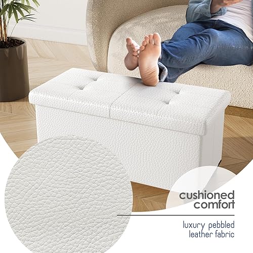 Miniatura 277 de Otomana plegable para dormitorio o sala de estar, con contenedores de almacenamiento, reposapiés para el extremo de la cama, soporta hasta 660 lb,