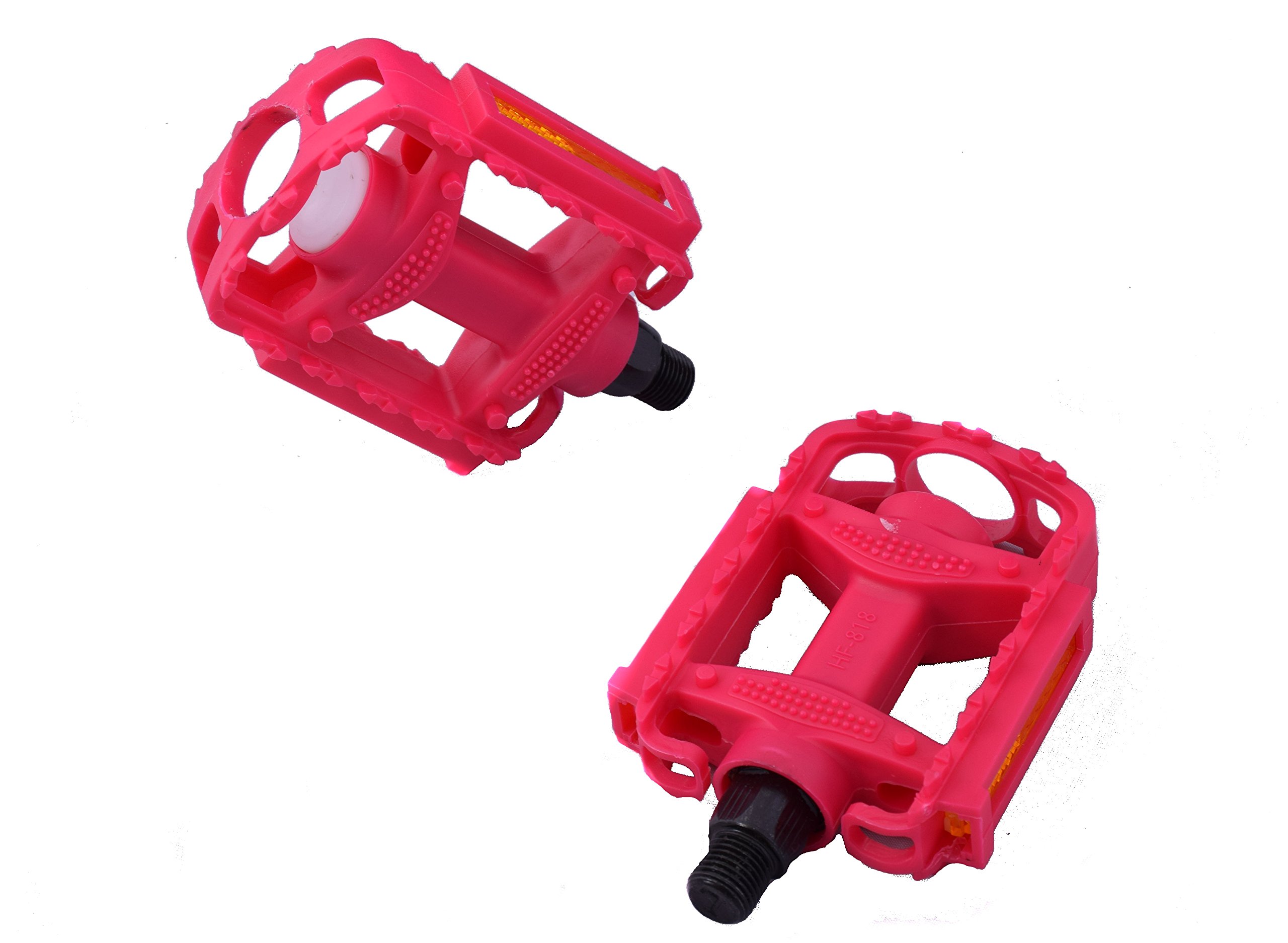 Ammaco Kids Bike Bicycle Pedals Girlie Pink Plastic 1/2" Thread Steel Axle Non-Slip Pair