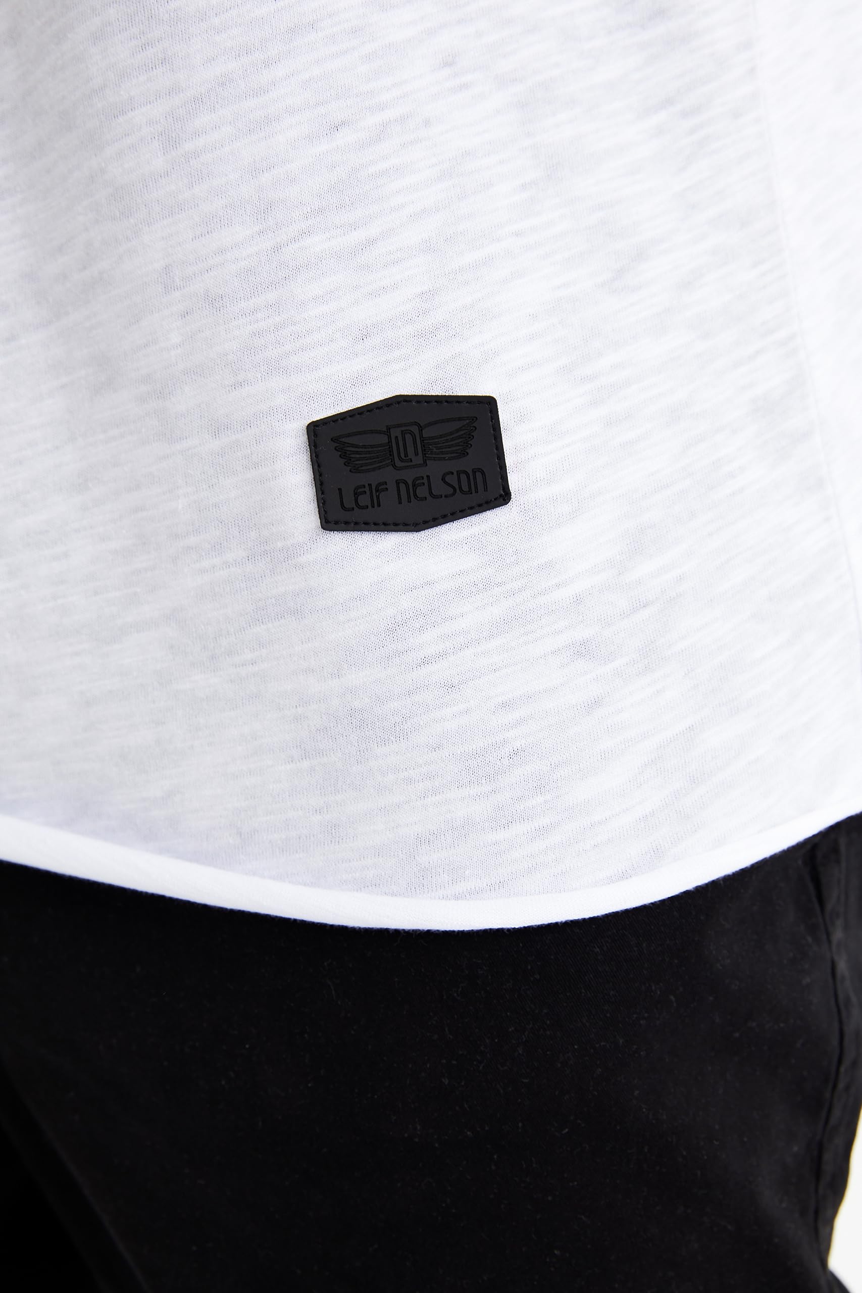 Leif Nelson T-Shirt Herren Sommer tiefer Rundhals-Ausschnitt, Regular Fit Herren-T-Shirt 100% Baumwolle, Casual Basic Männer T-Shirt Kurzarm