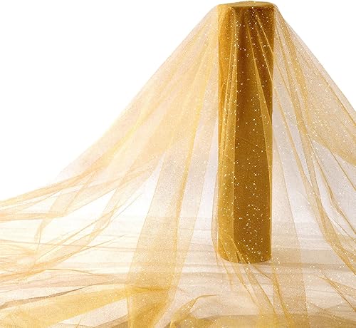 Miniatura 9 de Hosuly 54 pulgadas x 25 yardas, tela de tul con purpurina, malla de tul, rollos de malla para manualidades, vestido de princesa, capa y decoración