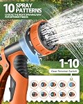Expandable Garden Hose 50ft, Water Hose with 10 Function Nozzle and 3/4", 1/2" Solid Copper Plated Connectors, 3 Layer Latex Core, Outdoor Garden Tool for Garden Watering, Car Washing, Orange