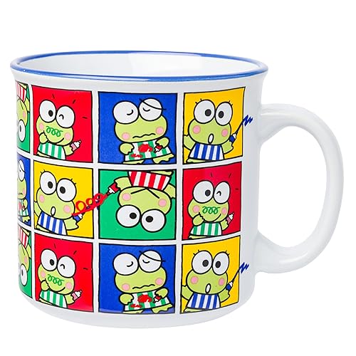 Silver Buffalo Sanrio Hello Kitty and Friends Keroppi Poses Grid Ceramic Camper Mug, 20 Ounces - Keroppi Grid