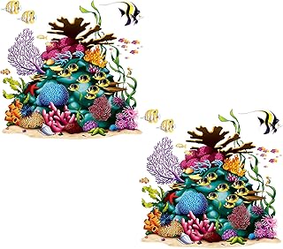 Beistle Coral Reef Props, 2 Pieces - Printed Plastic Cut Out Luau Wall Decoration, Under the Sea Party Marine Cut Outs