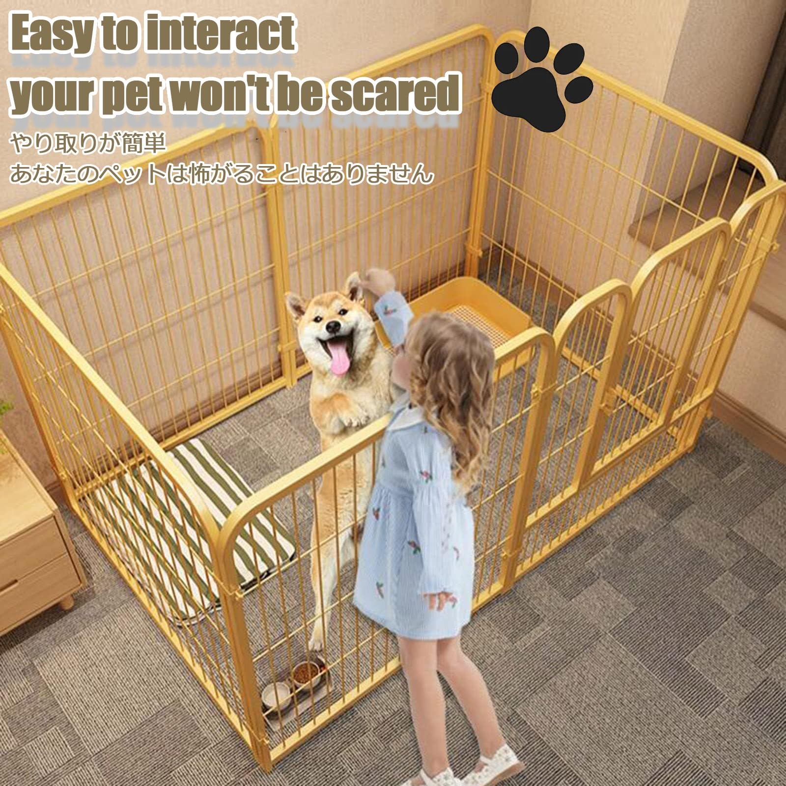 Box per Cani Recinto per Piccoli Animali Recinto per Cani da Interno Recinto per Cani in Ferro Recinto per Cani Recinto per Animali Domestici con Porta(Black,120 * 60 * 60CM)
