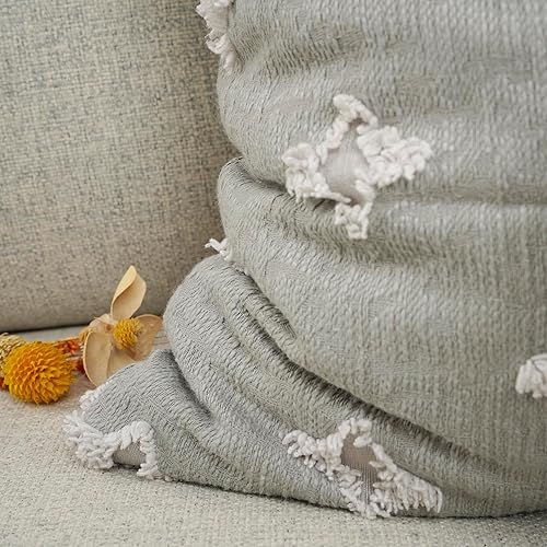 Miniatura 6 de YOUR SMILE Juego de 2 fundas de almohada decorativas de jacquard rómbico, funda de cojín cuadrada suave para sofá, cama, dormitorio, sala de estar