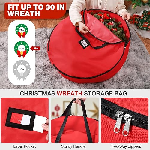 Miniatura 5 de Paquete de 3 bolsas de almacenamiento para árbol de Navidad, para árboles artificiales de 7.5 pies, duradera, impermeable con asas de transporte