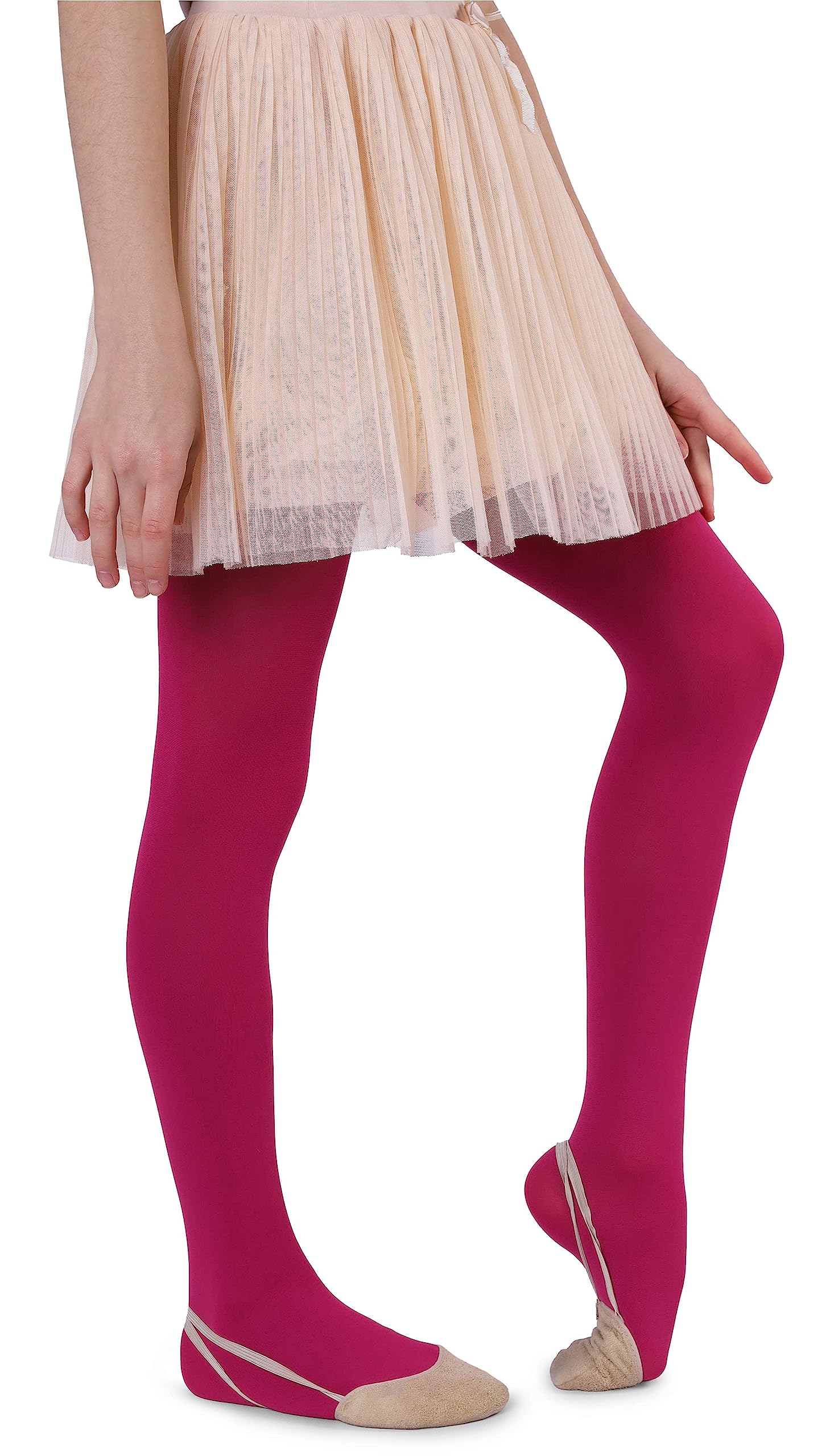 NOQ Kids Girls Microfiber Tights 60 DEN Soft Warm Comfortable Opaque for Toddlers Tights Casual Celebrations Ballet School One Pair Mary, Fuchsia 152-158