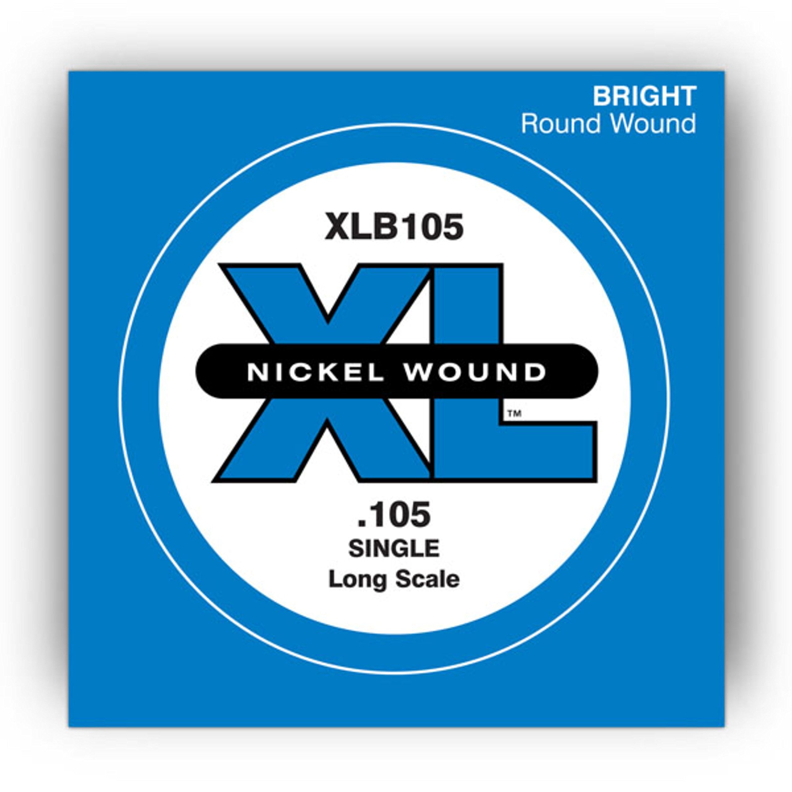 D'Addario XLB105 Nickel Wound Bass Guitar Single String, Long Scale, .105