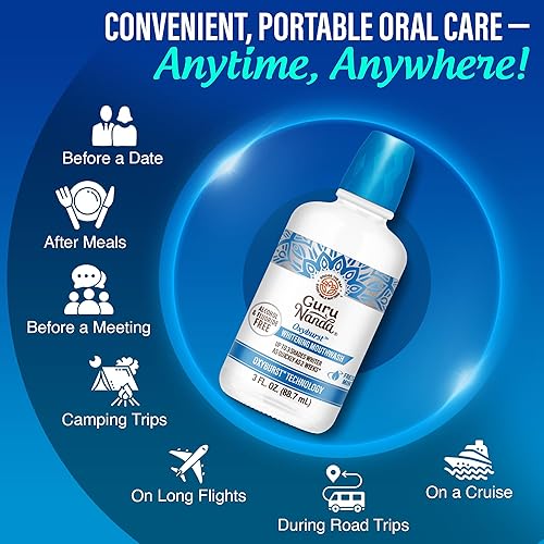 Miniatura 5 de GuruNanda Oxyburst - Enjuague bucal blanqueador de dientes, sin alcohol ni flúor, con peróxido de hidrógeno y 7 aceites esenciales, para frescura