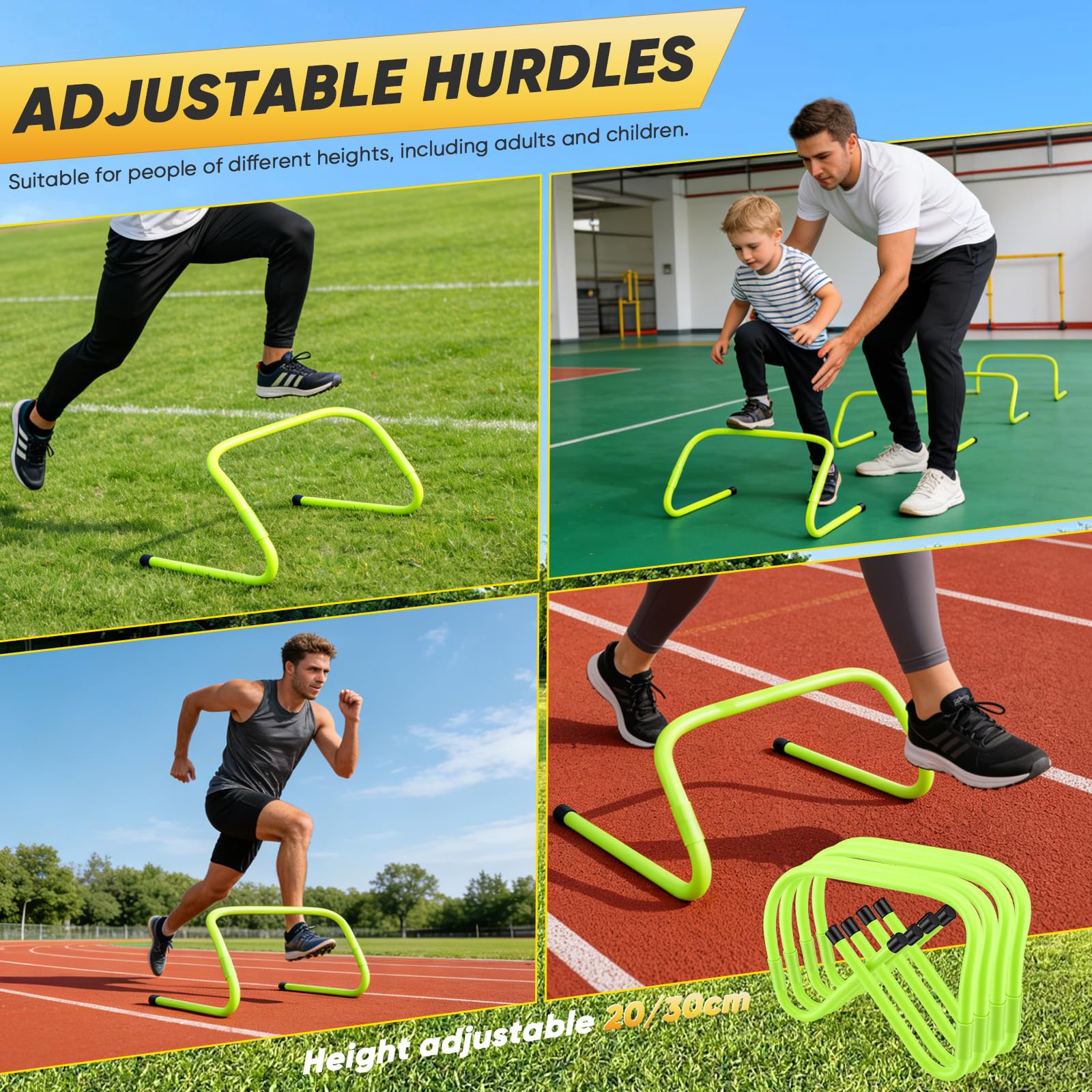 Kit Entraînement Foot - Échelle Coordination 6m, 20 Plot, Haies Réglables, Corde à Sauter & Bandes Résistance | Set Complet Sac Transport | Accessoire Foot pour Ados & Adultes
