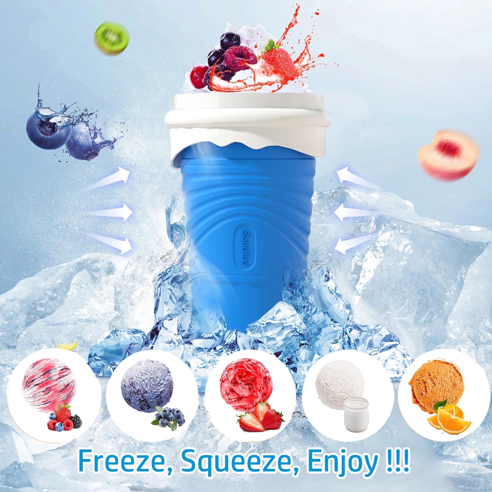 Slushy Maker Cup, Macchina per granita in silicone, Cucchiaio a cannuccia 2 in 1 (con spazzola per tazze) Per Macchina per granita