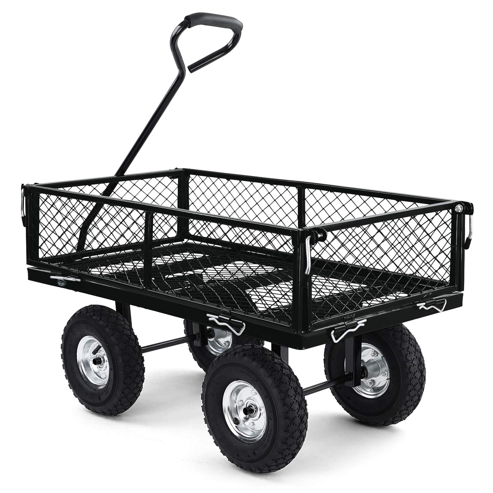 Transport Gitterwagen Handwagen Bollerwagen Seiten klappbar bis 250kg Schwarz