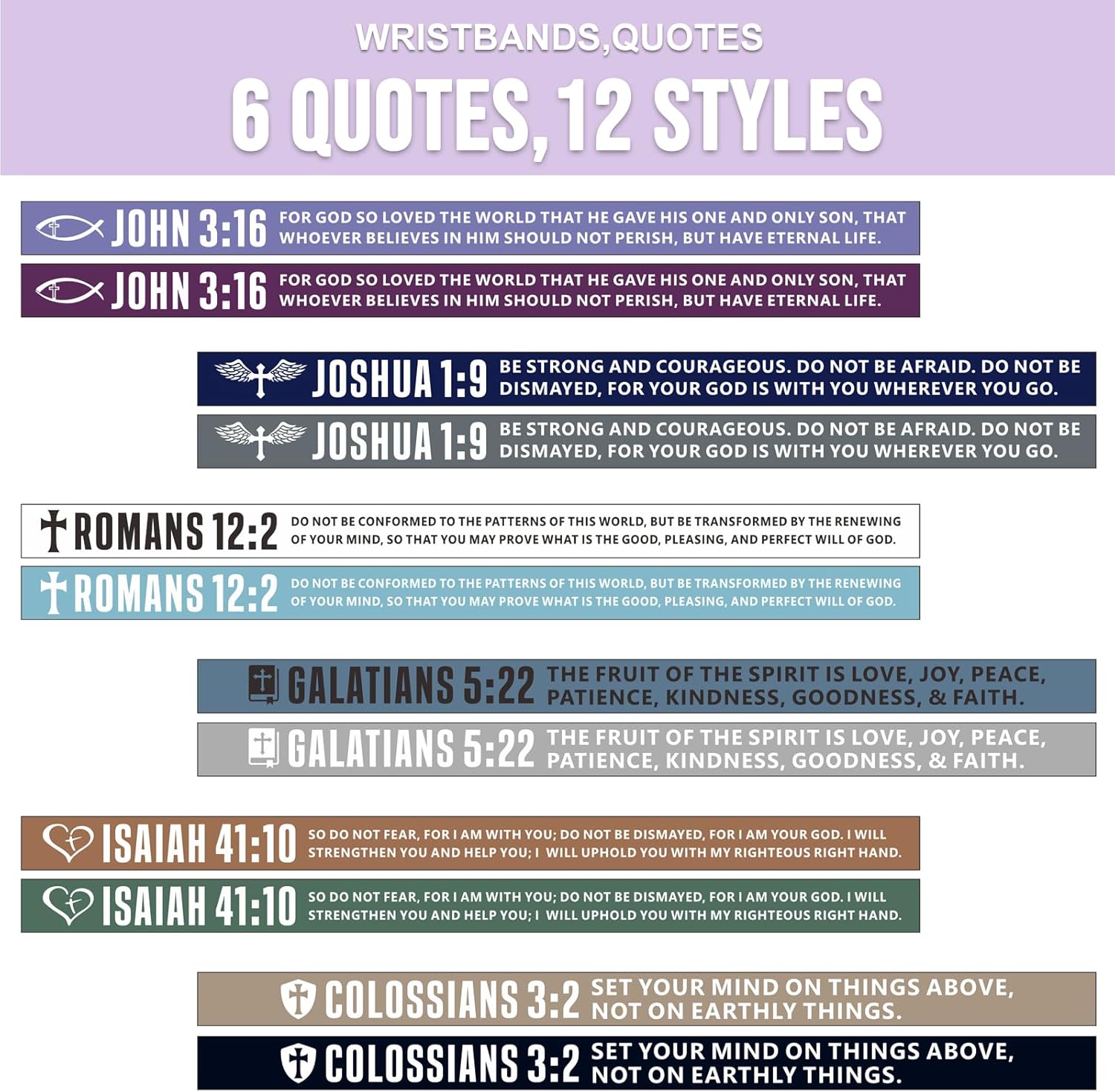 12 Pieces Bible Verse Bracelets - Christian Scripture Silicone Wristbands for Men & Women (Violet Color) - Image 3