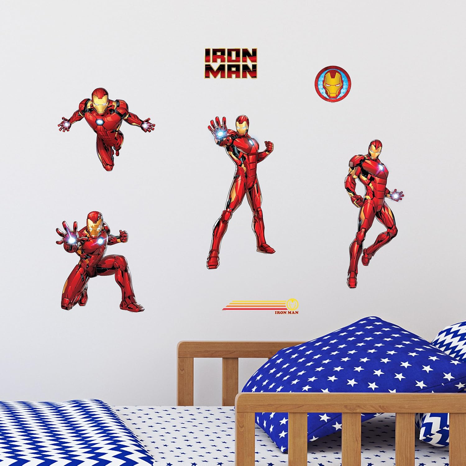 Marvel Iron Man Wall Decals - Set of 7 Removable Vinyl Stickers for Kids Bedroom Playroom Bathroom - Peel and Stick Room Décor