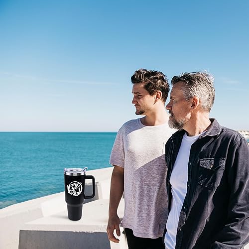 Miniatura 4 de PERRIFIC Vaso de pesca de 40 onzas con asa y tapa de popote a prueba de fugas, regalos de pesca para hombres, regalos de Navidad y cumpleaños para