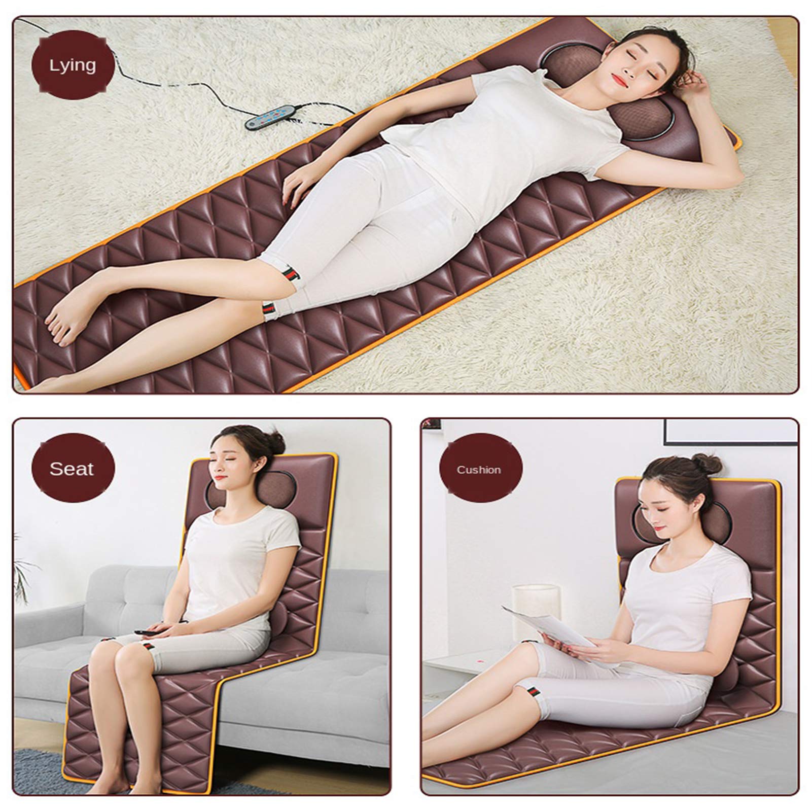 Esterilla de masaje de cuerpo completo con calor - Colchón de masaje vibratorio con 10 motores para aliviar el dolor de espalda, masajeador de cuerpo completo para cuello y espalda, almohadilla t