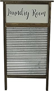 Vintage-Inspired Wood and Metal Washboard Wall Décor, 24 Inches High - Add Rustic Charm to Your Laundry Room with Antique Fashion and Farmhouse Elegance