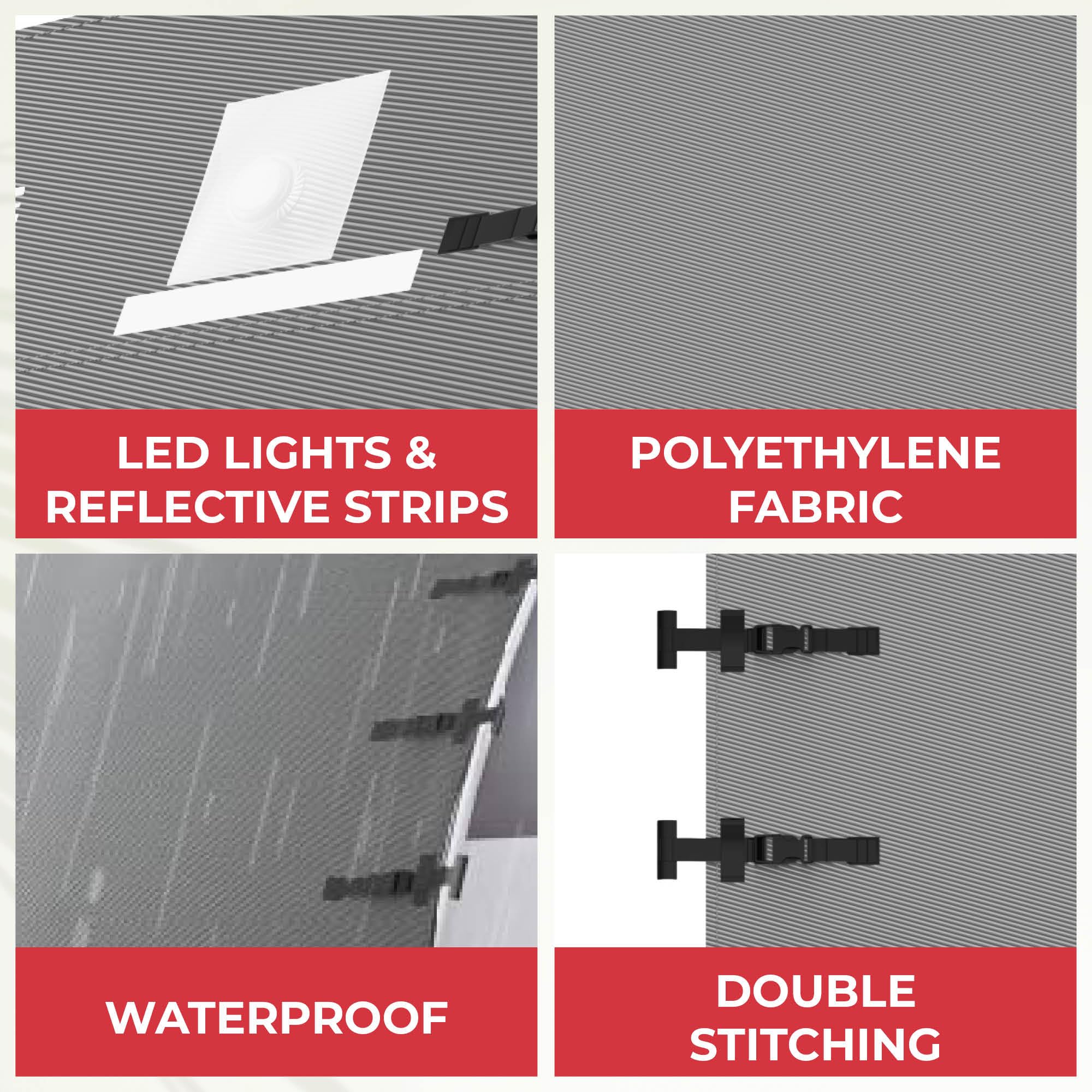 GADLANE Copertura anteriore per caravan, protezione anteriore per rimorchio, con luci LED ad alta visibilità e strisce riflettenti, impermeabile, adatta alla maggior parte delle roulotte – include