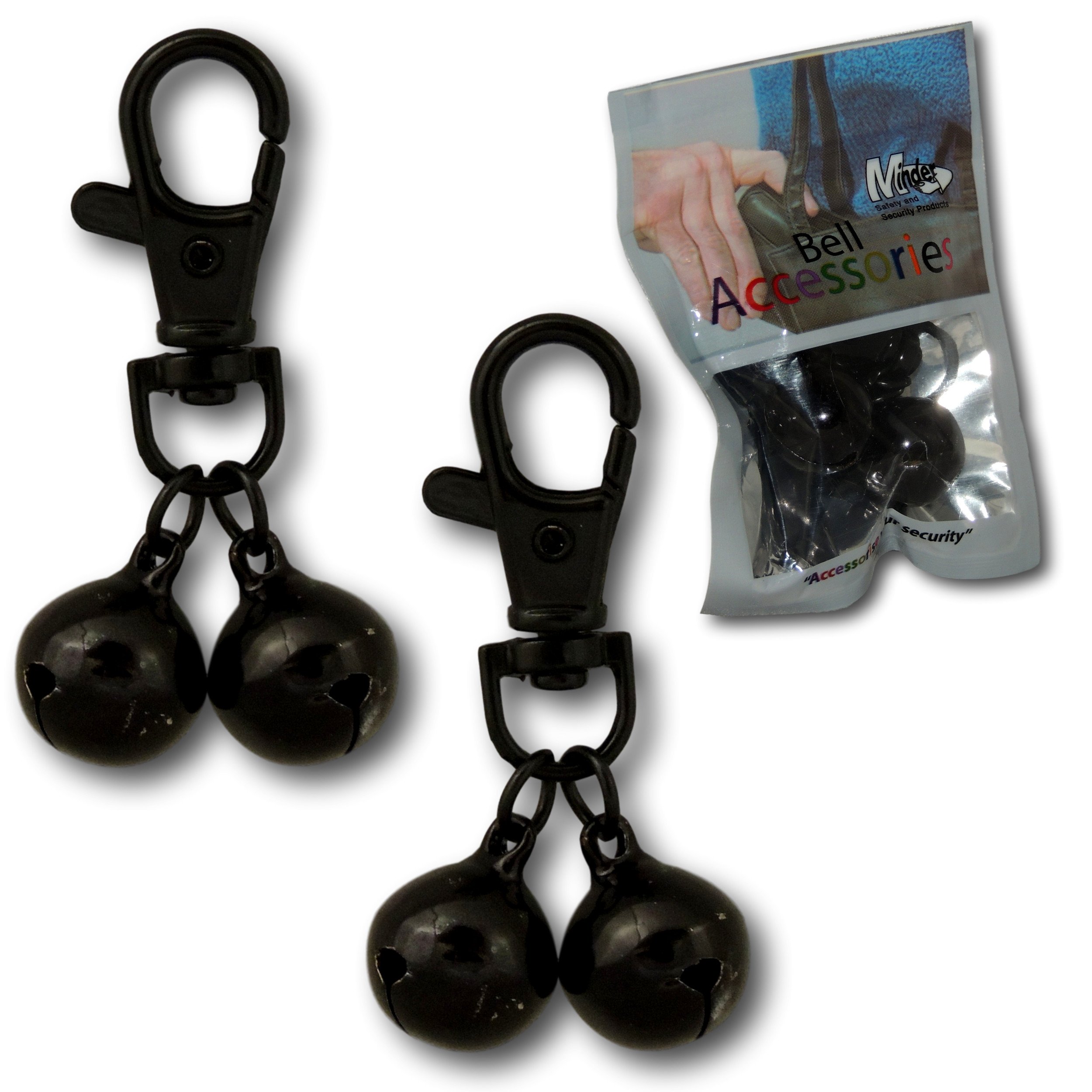 Minder® 2 Pack Bell Accessories (10 Colours Available) Handbag Purse Keys Wallet Phone Theft Pickpocket Twin Security Alarm Bells Attachment