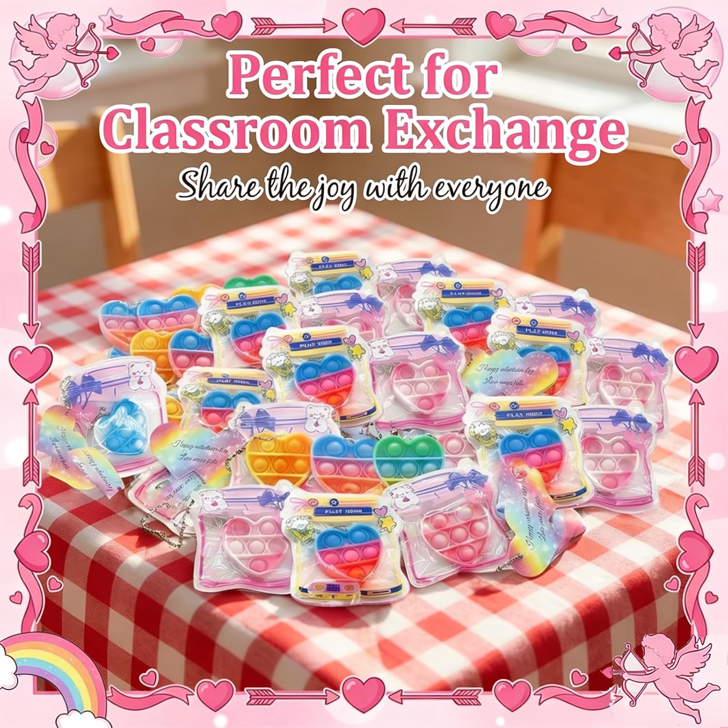 Heart Pop Fidget Toys with Card, 30 Pack Pop Fidget Toys Bulk Party Favors for Kids 4-8,8-12 Years, Easter Goodie Bags Stuffers Back to School Gifts for Students Classroom Prizes Sensory Toys