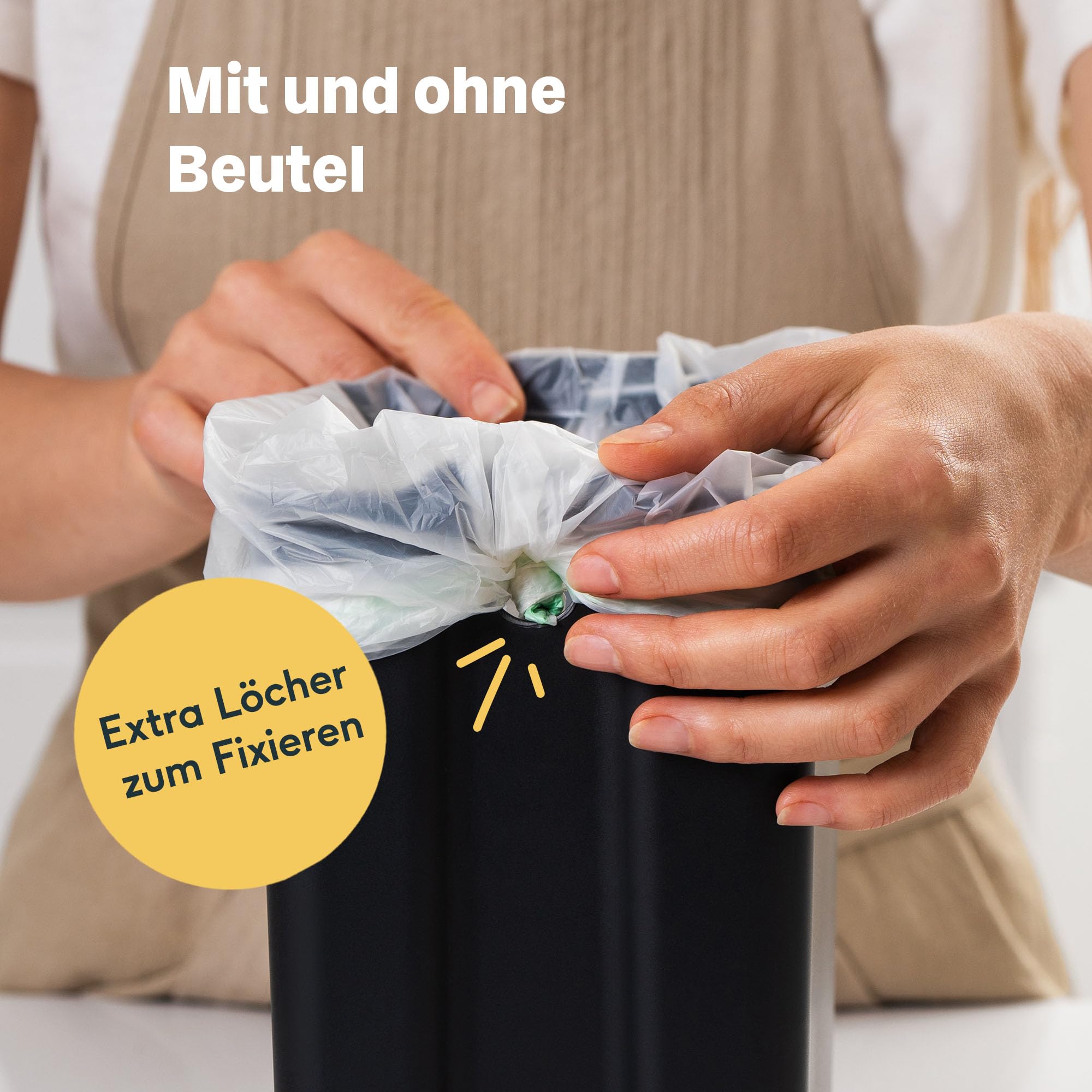 SILBERTHAL Biomülleimer Küche klein - 4L - Edelstahl - Mit Deckel - Geruchsarmer Komposteimer für die Küche - Mit Aktivkohlefilter - Innenbehälter spülmaschinenfest