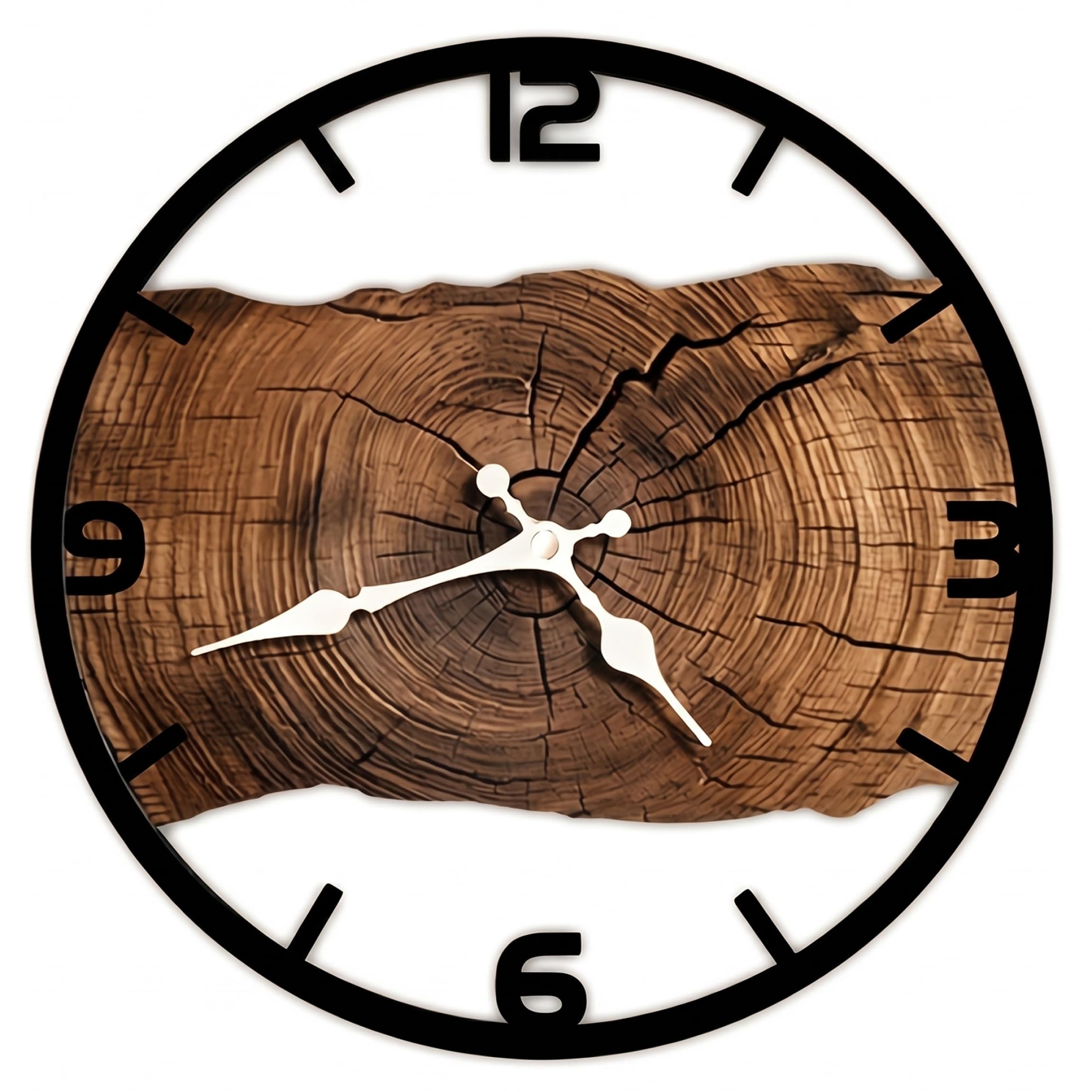 Hotainoys Farmhouse Wall Clock, Silent Non-ticking Movement, Arabic Numerals Rustic Wall Clock, 12 Inch Round, Brown, Farmhouse