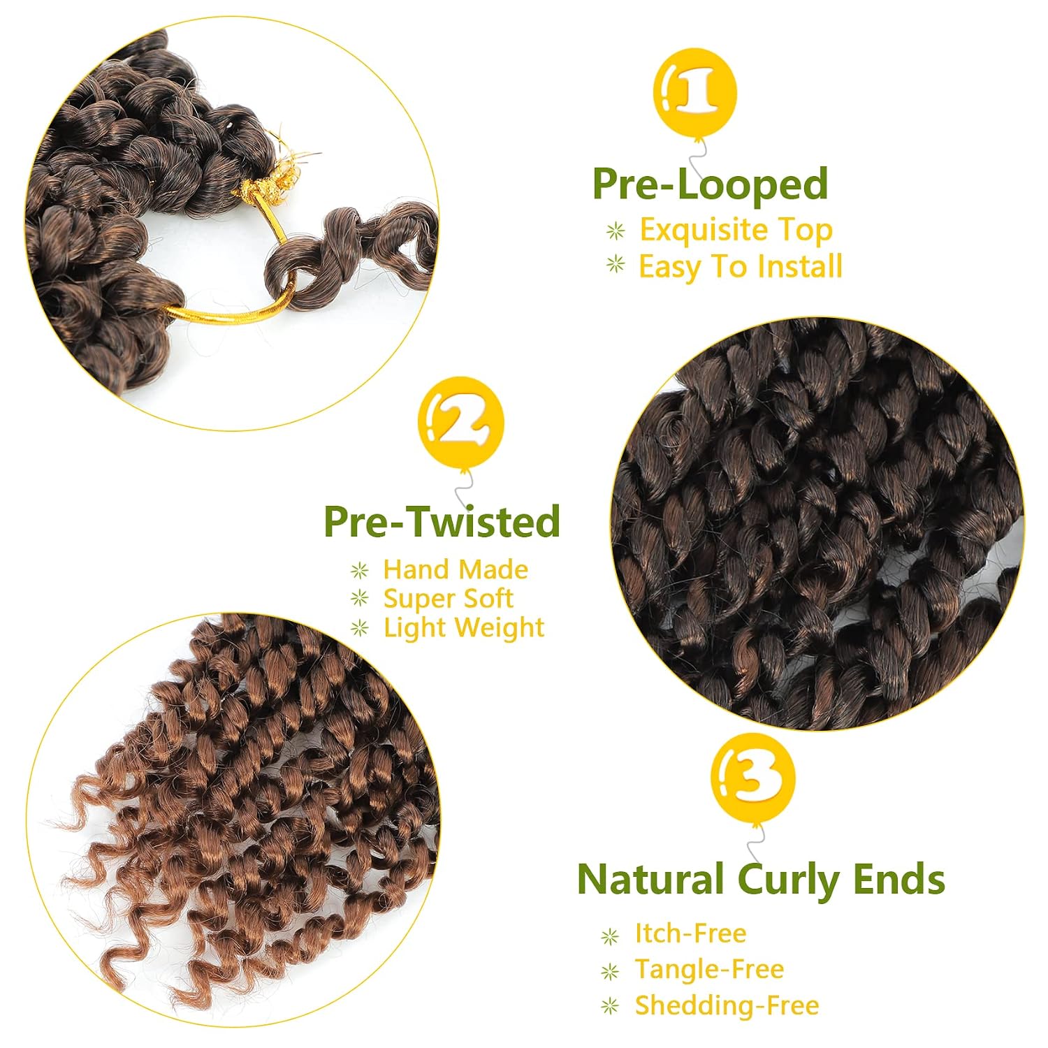 Fulcrum Passion Twist Hair 10 Inch, 8 Packs Passion Twist Crochet Hair for Black Women, Prelooped Crochet Twist Hair with Curly Ends (10Inch, T30#)