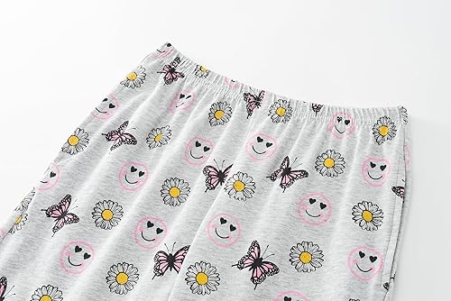 Miniatura 5 de UNICABBIT21 Pijamas para niñas, lindo gato, unicornio, manga larga y pantalones, conjunto de pijama de algodón para niños grandes, conjunto de ropa