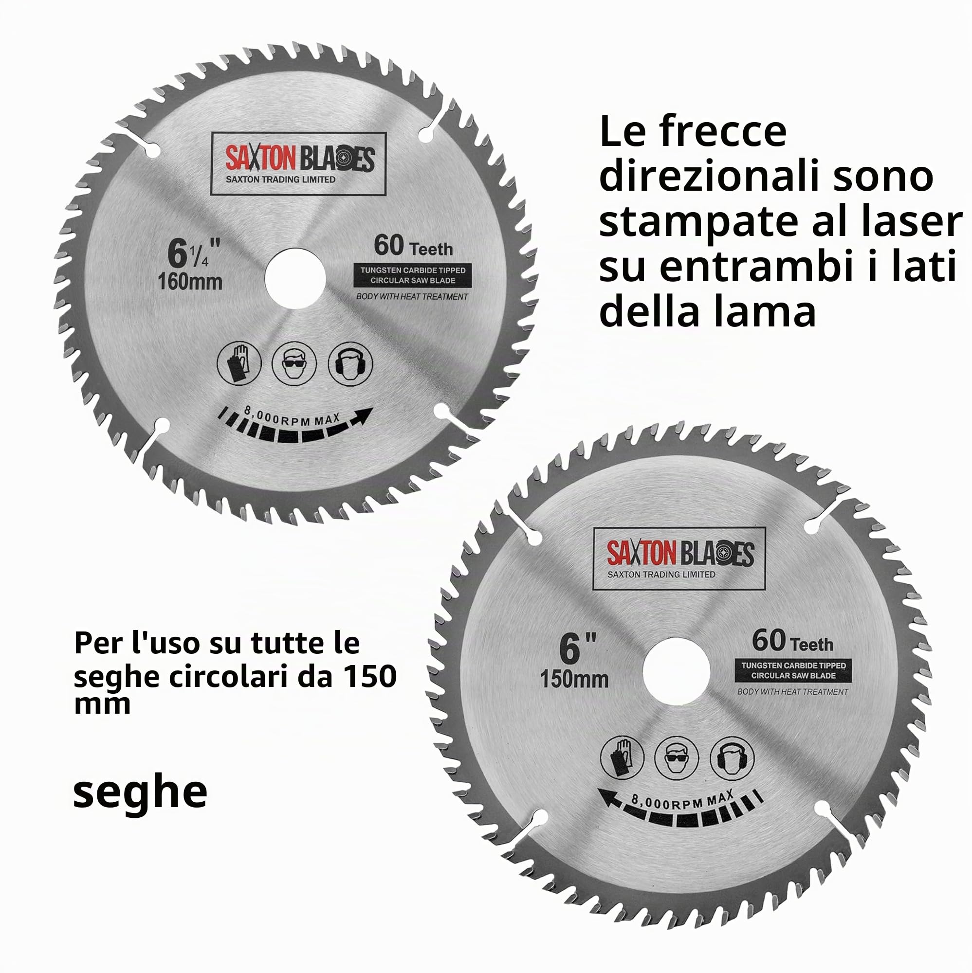 Saxton TCT, 3 dischi per sega circolare da 150 mm x 20 mm, diametro cilindro 24, 48 e 60 denti, anello da 16 mm e 10 mm, compatibile con Ryobi Bosch Makita Dewalt