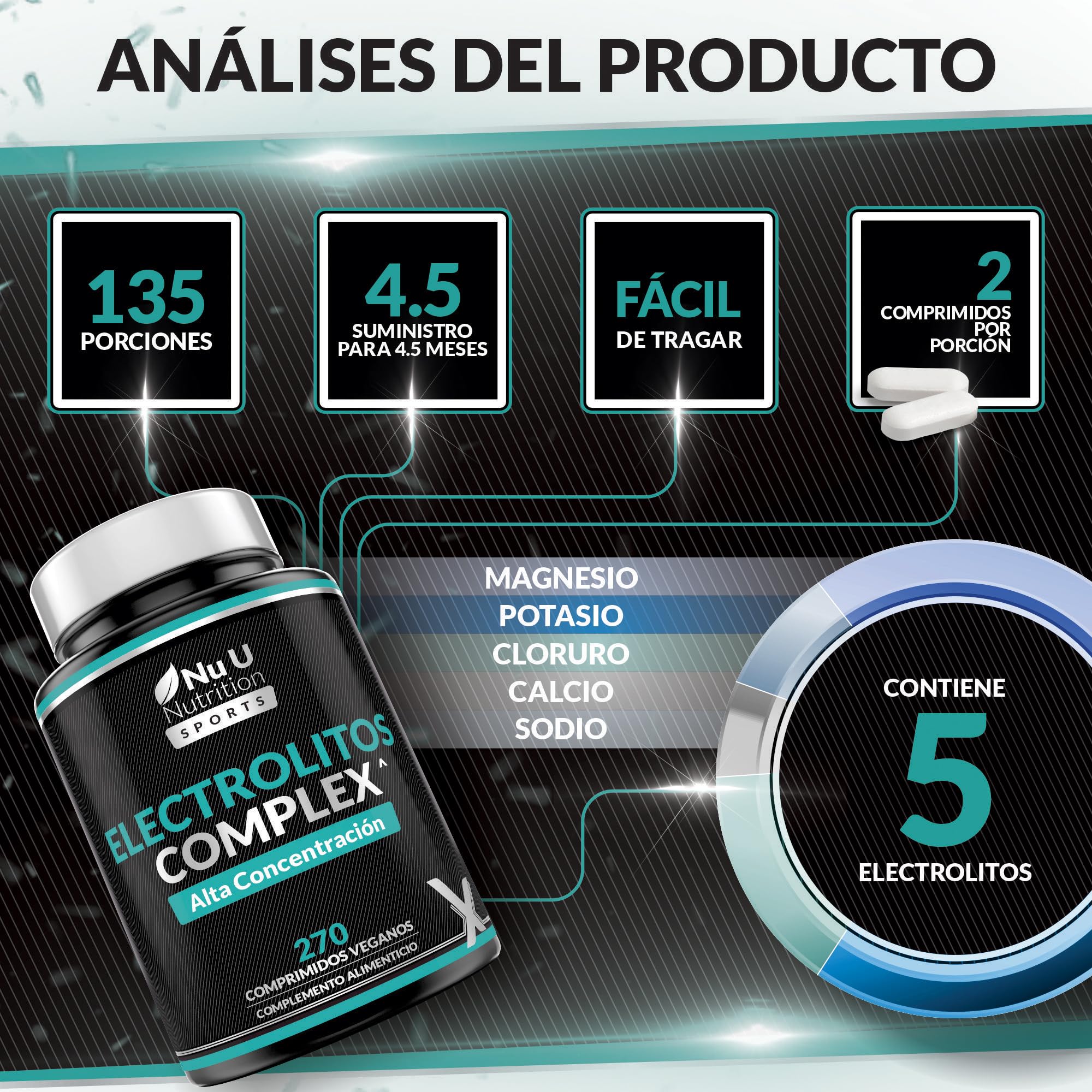 Complejo de Electrolitos - 270 Comprimidos Veganos Sin Aromatizantes con Sodio, Potasio, Magnesio y Fosfato de Calcio - Apto para Dietas Carnívoras y Paleo - Fabricado en Europa - Xellerate Nutrition