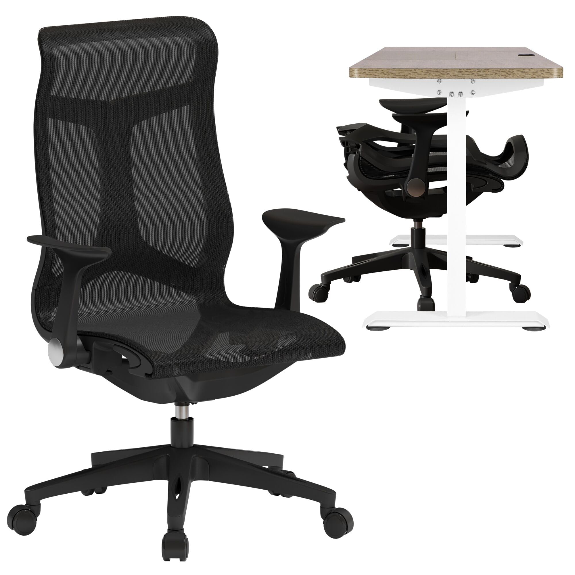 Ergonomic Office Chair, Mesh Desk Chair with Foldable Backrest, Black โ image 1