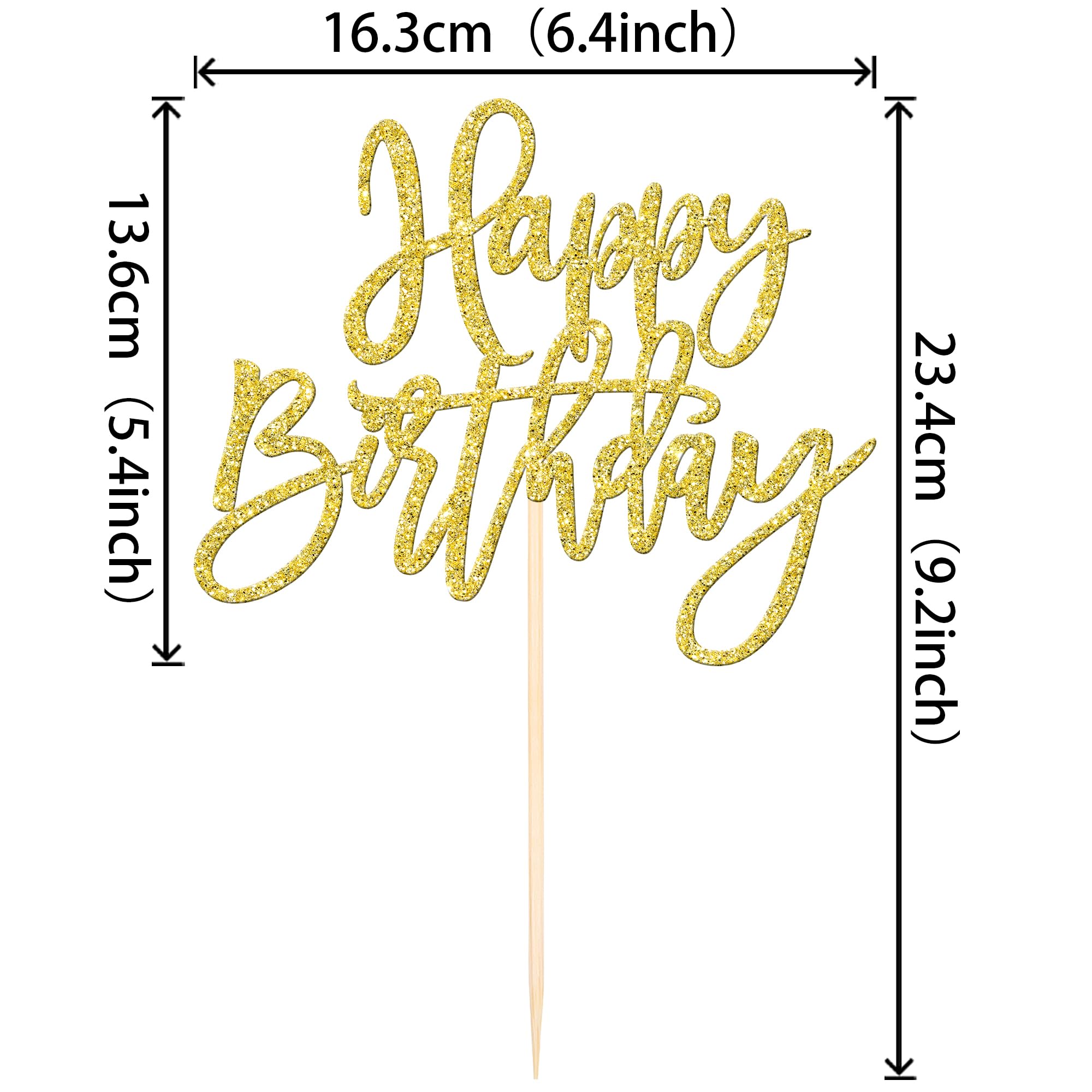 ZHUOWEISM 1 PCS Gold Happy Birthday & Anniversary Cake Topper