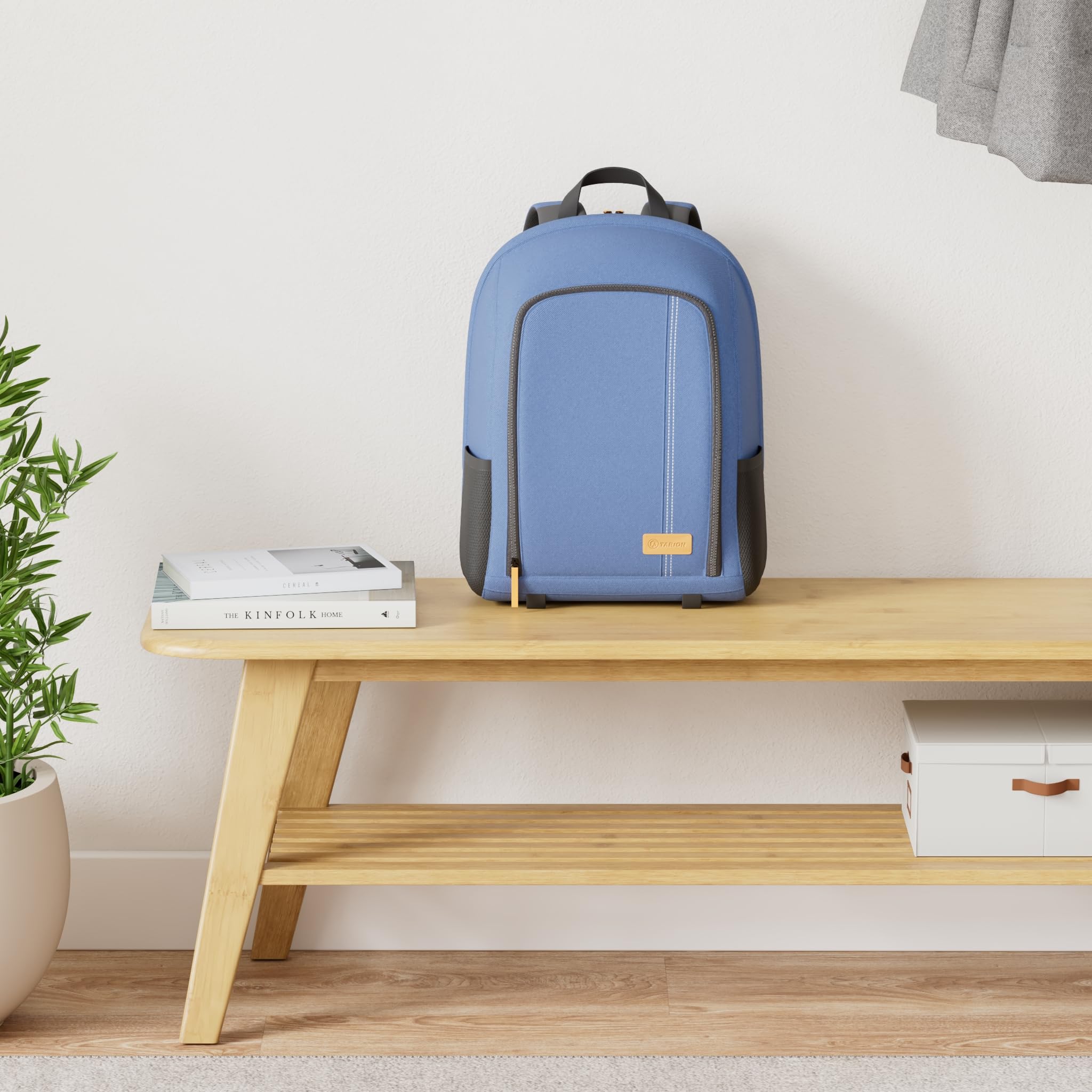 TARION Kamerarucksack Leicht Kamera Rucksack mit 15 Zoll Laptopfach Blau | Kompakt DSLR Rucksack Wasserdicht Fotorucksack Klein mit Regenschutzhülle Regenhaube für Outdoor Reisen TB-04