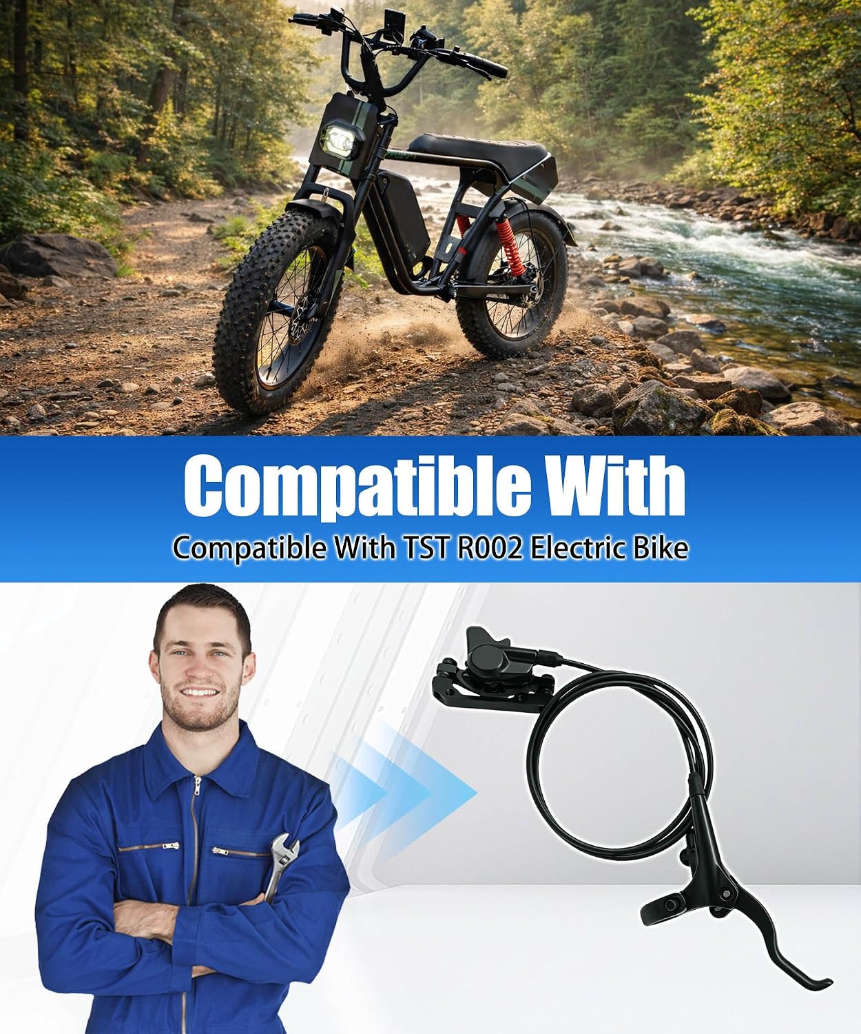 Right/Rear Ebike Hydraulic Disc Brake Assembly Fits for TST R002 Electric Bike Accessories