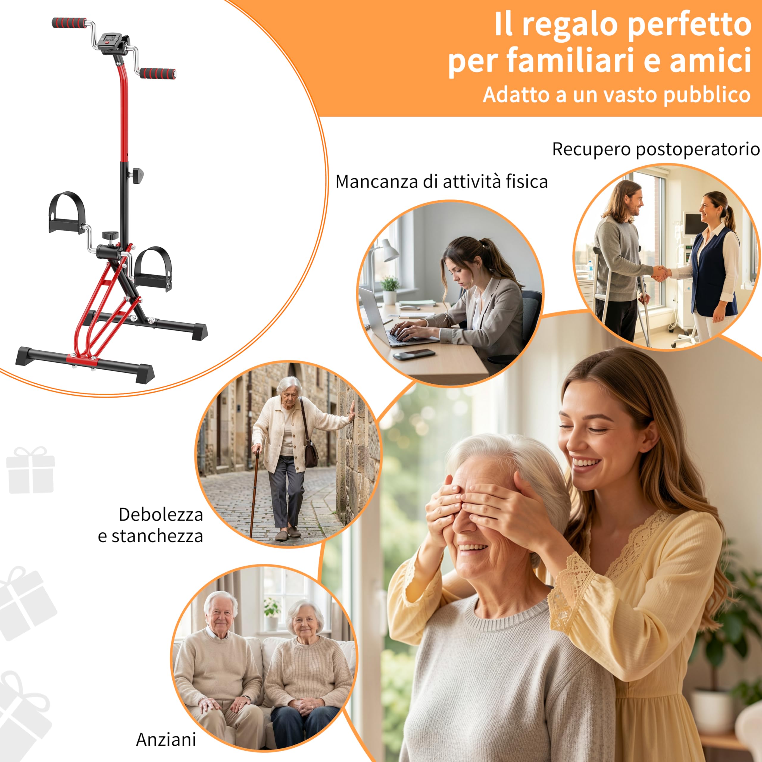Pedaliera per Braccia e Gambe da Divano e Poltrona con Schermo LCD, Mini Bike Ginnastica Passiva Cyclette Manubrio Display Bici da Camera Casa Home Gym