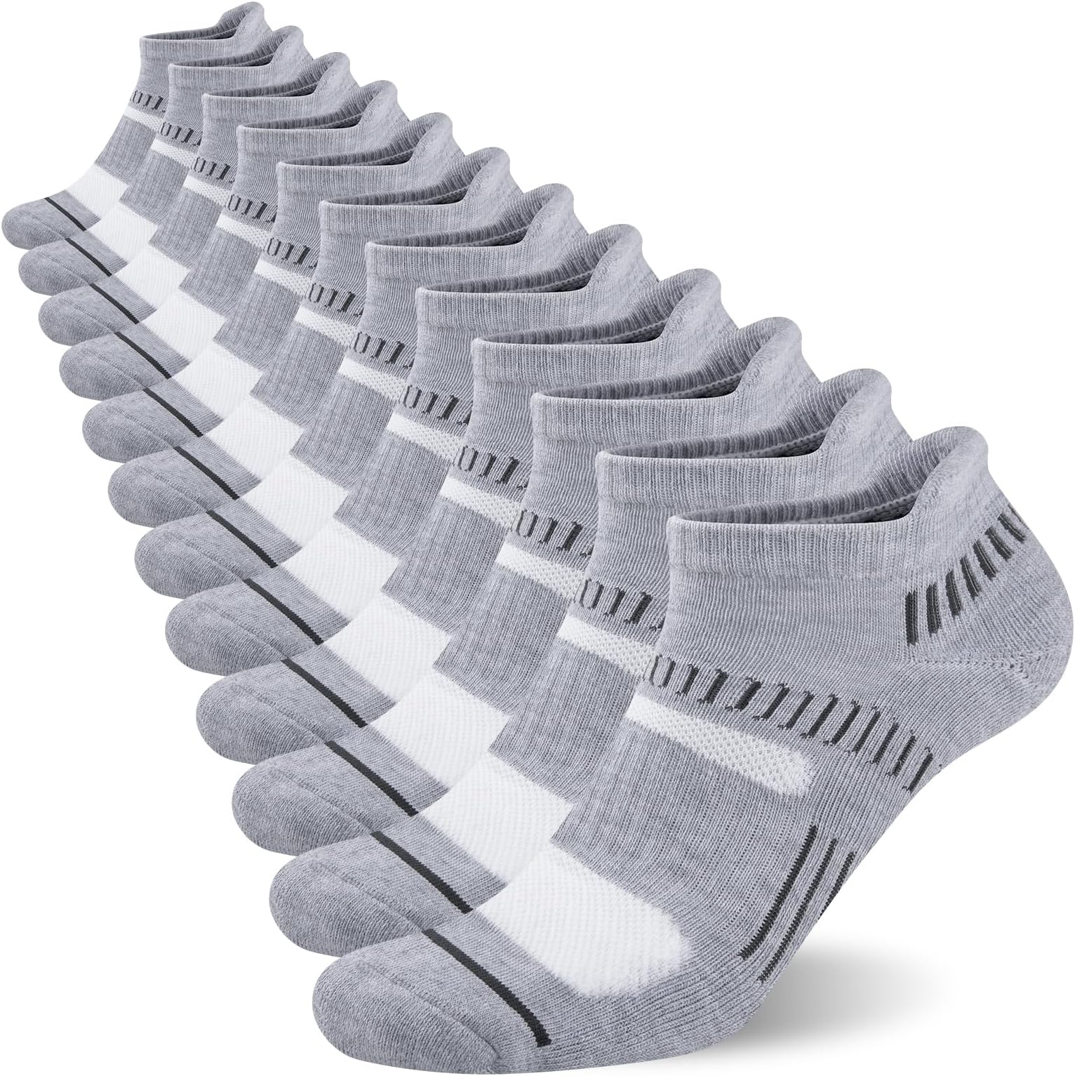 Mens Ankle Socks Athletic Cushioned Breathable Low Cut Tab With Arch Support - 6 Pairs