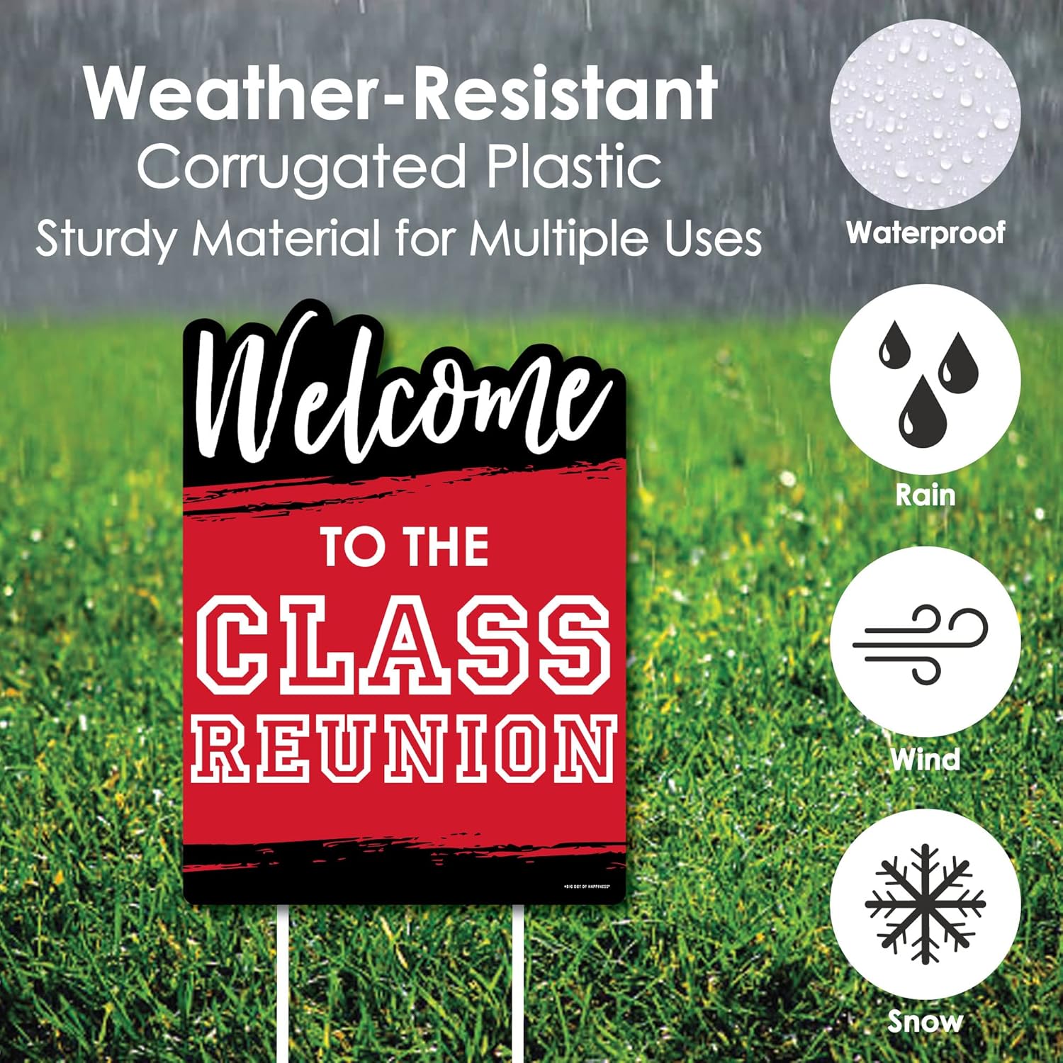 Big Dot of Happiness Reunited Red - Party Decorations - School Class Reunion Party Welcome Yard Sign