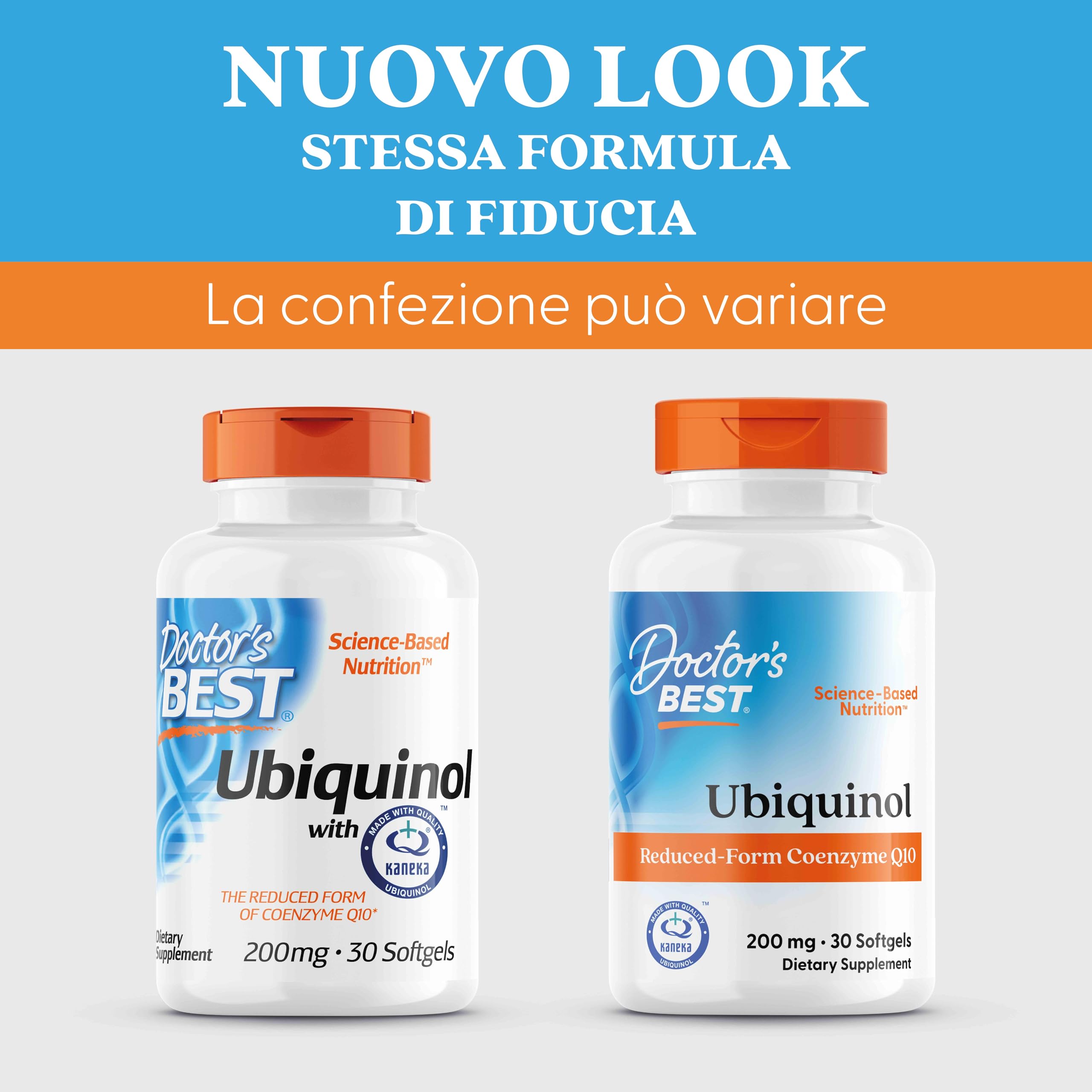 Doctor's Best, Ubiquinol, con Kaneka QH Ubiquinol, 200mg, 30 Capsule morbide, Coenzima Q10, Altamente Dosato, Testato in Laboratorio, Senza Soia, Senza Glutine, non OGM