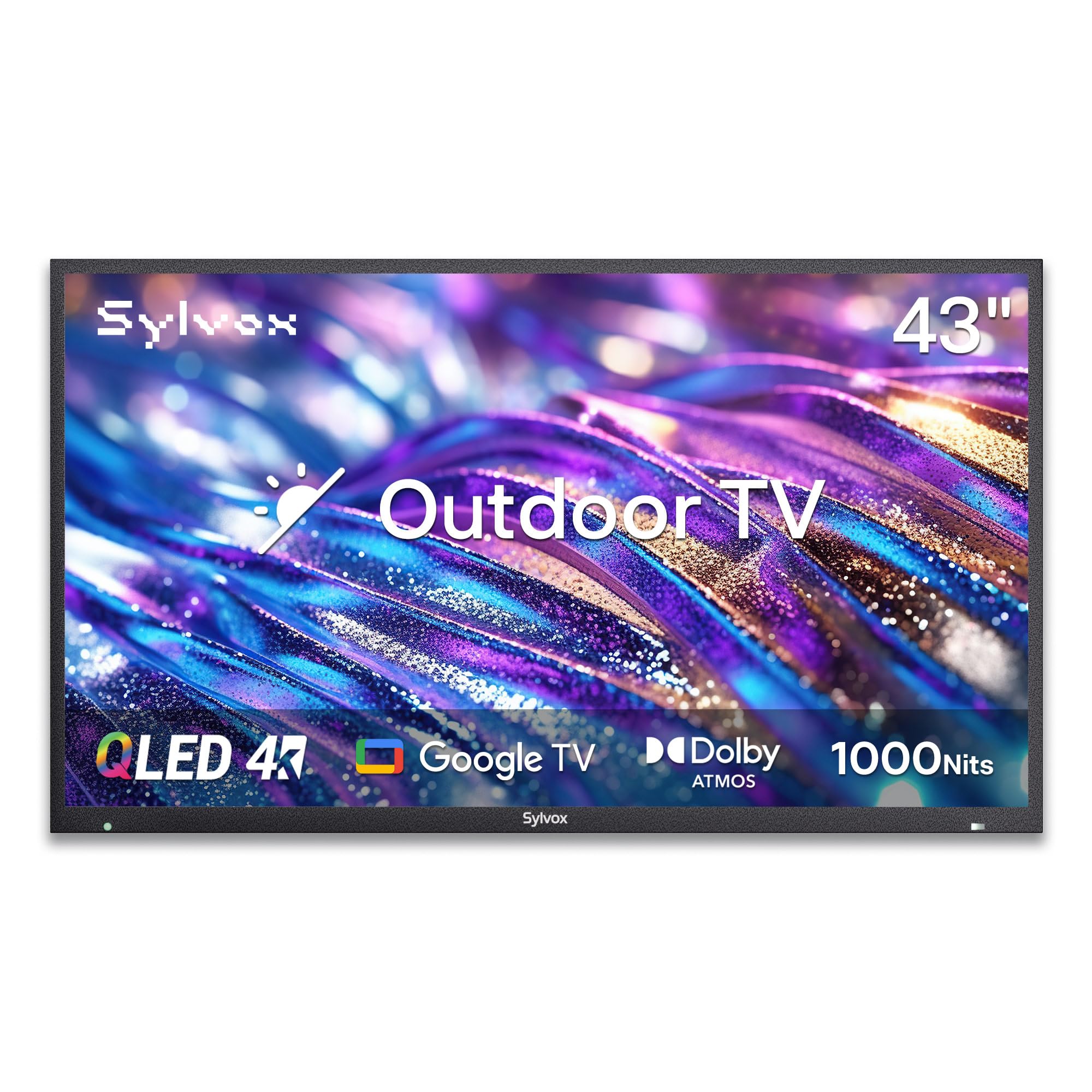 SYLVOX New 43” Outdoor Smart QLED TV, Superior Waterproof Performance, Upgraded Matte Finish for Enhanced Anti-Glare Effect, Full Metal, Dolby Atoms, 1000nits, Partial Sun Deck Pro QLED 2.0+ Series