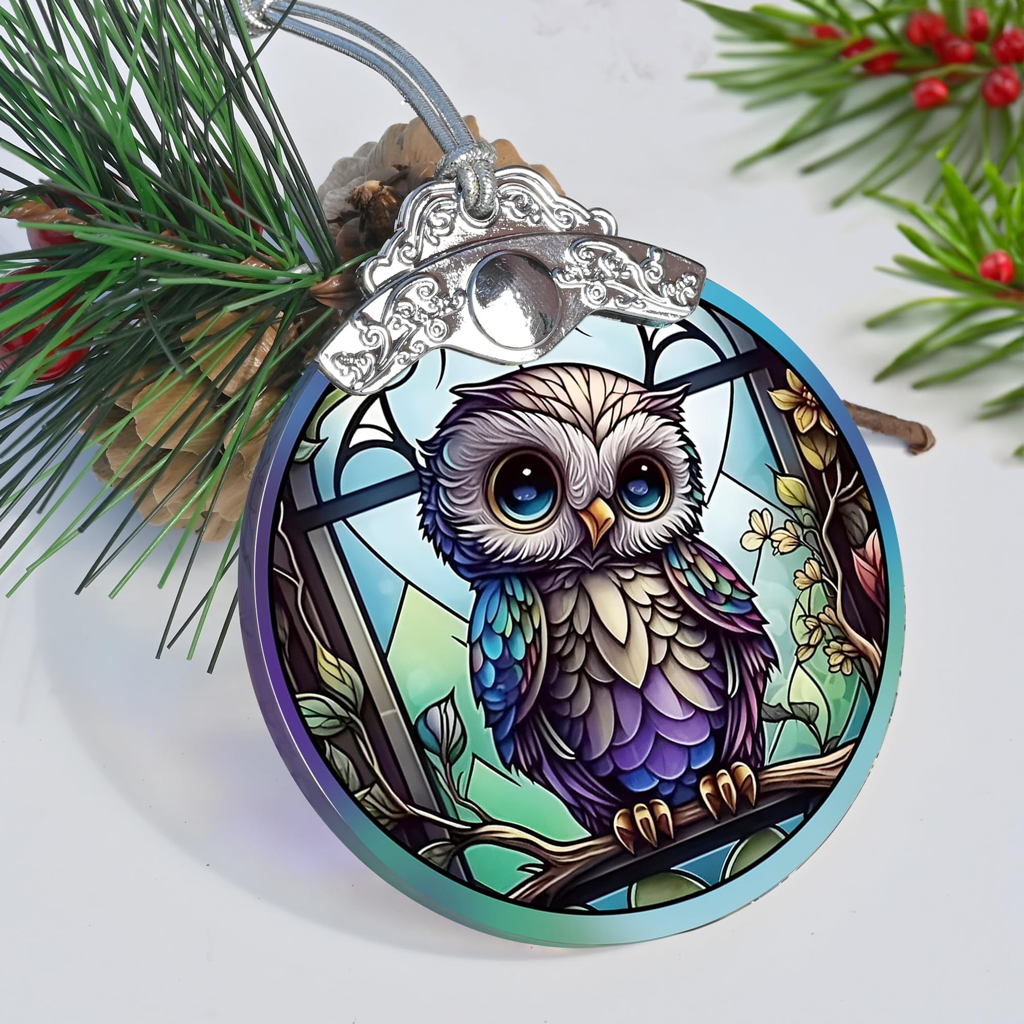 Amazon.co.jp: Jocidea フクロウのクリスマスオーナメント - ステンド