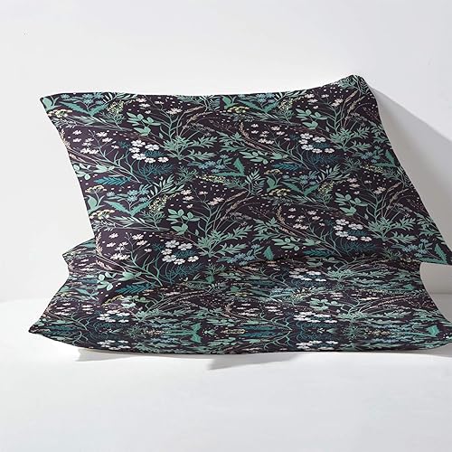 Miniatura 3 de Juego de sábanas de flores divididas tamaño King, sábanas botánicas florales, sábanas y fundas de almohada estampadas de 5 piezas, microfibra suave