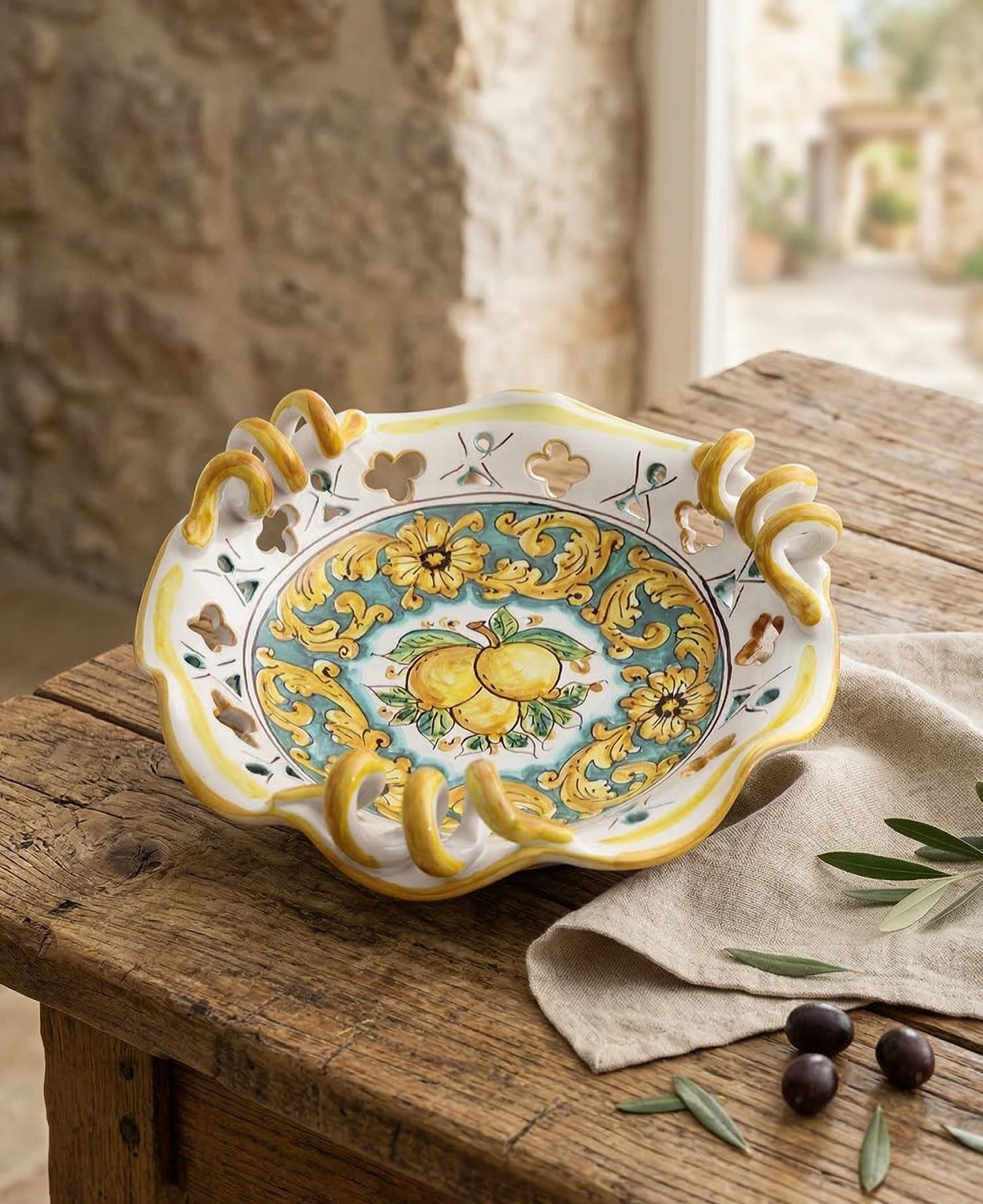 Centre de table en céramique italienne fait main Santo Stefano