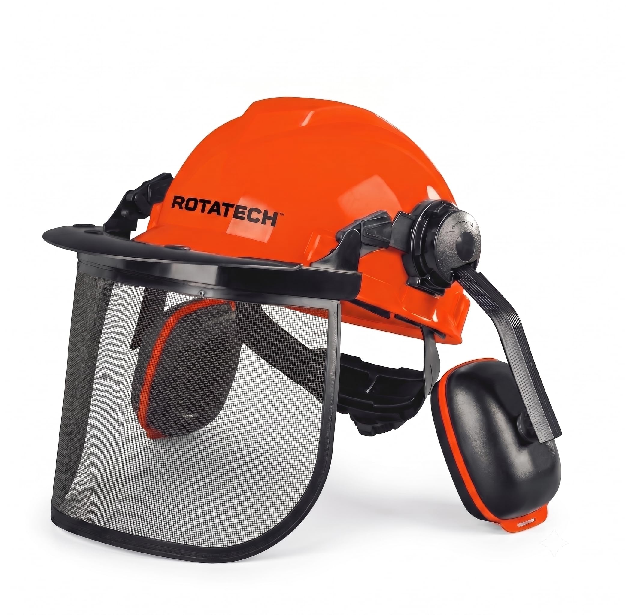 Rotatech Kettensägenhelm mit Mesh-Visier & Gehörschutz | Kettensägenschutzhelm | EN397 Sicherheitshelm | EN1731 Mesh-Visier | EN352-3 Gehörschutz | verstellbar 51-63 cm
