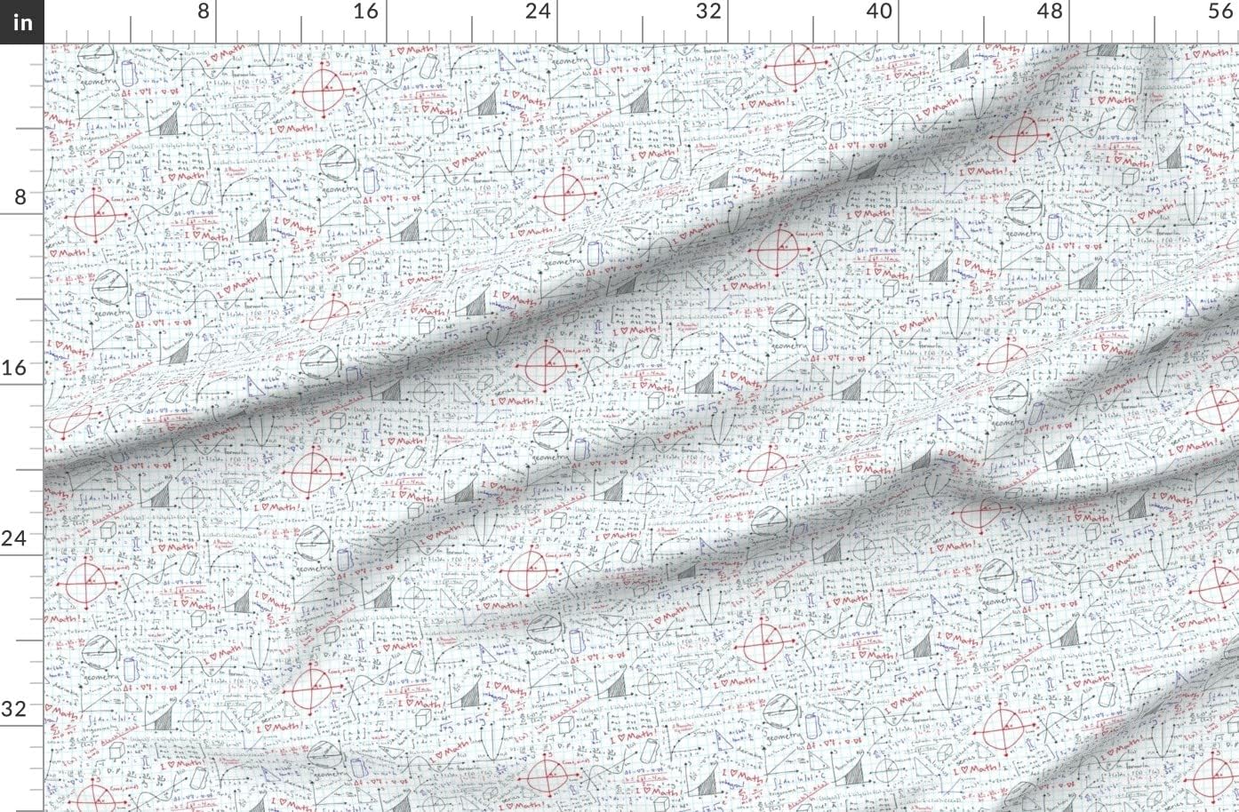 Spoonflower Fabric - Math School Nerd Geek Teacher Hand Education Numbers Printed on Organic Cotton Sateen Fabric by The Yard - Sewing Quilting Apparel Home Decor