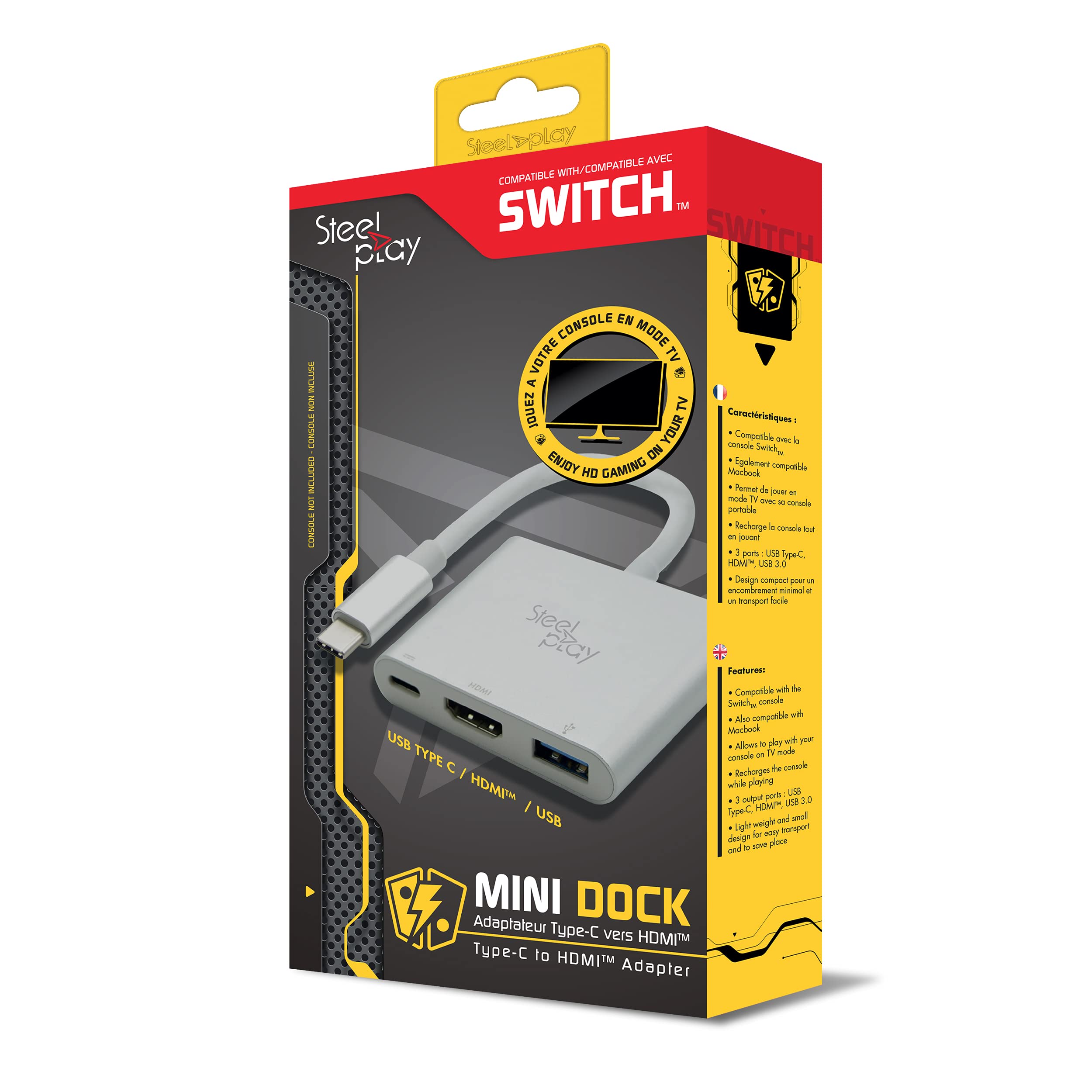 Steelplay - HDMI Adapter für Nintendo Switch, USB C zu HDMI Konverter mit USB 3.0 Port und Typ C PD Port Kompatibel mit Nintendo Switch Konsole