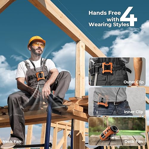 Miniatura 2 de Ventilador portátil de clip de cintura de 10000 mAh, ventilador personal de enfriamiento 40H, ventilador de cinturón fuerte de 5 velocidades
