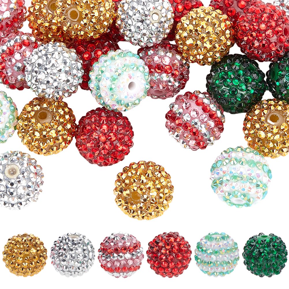 Perles rondes en résine strass 20mm pour stylos et bijoux de Noël