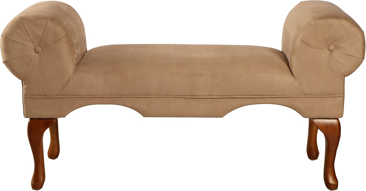 ACME 0 Aston Microfiber Rolled Arm Bench, Beige Finish